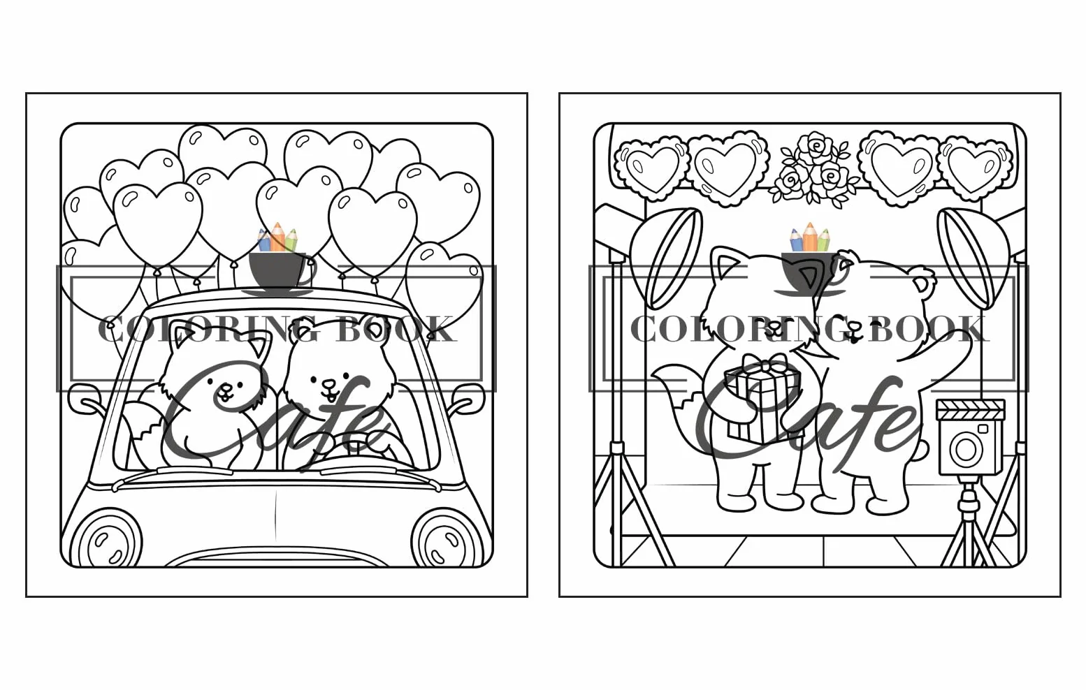 Paws & Hearts: Coloring Book for Adults & Teens Featuring Cozy Love Scenes with Adorable Animal Characters