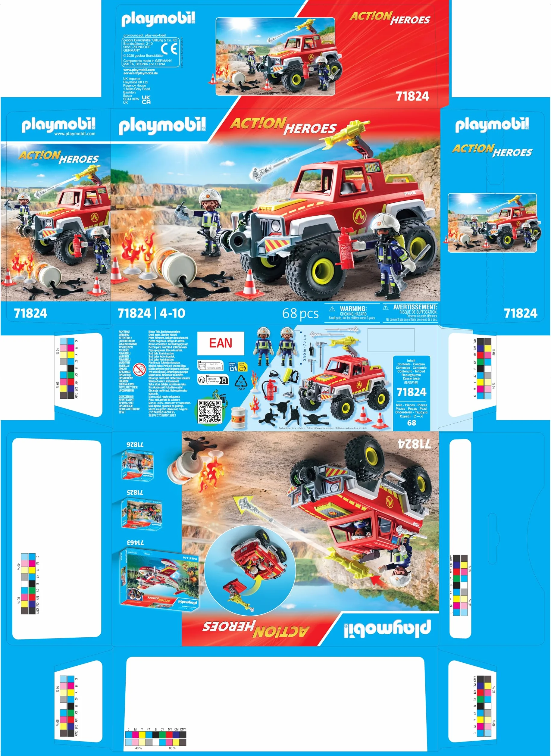 PLAYMOBIL | Action Heroes | Ciężarówka strażacka | Samochód strażacki | Auto zabawkowe | Zabawka dla dzieci od 4. roku życia | 71824