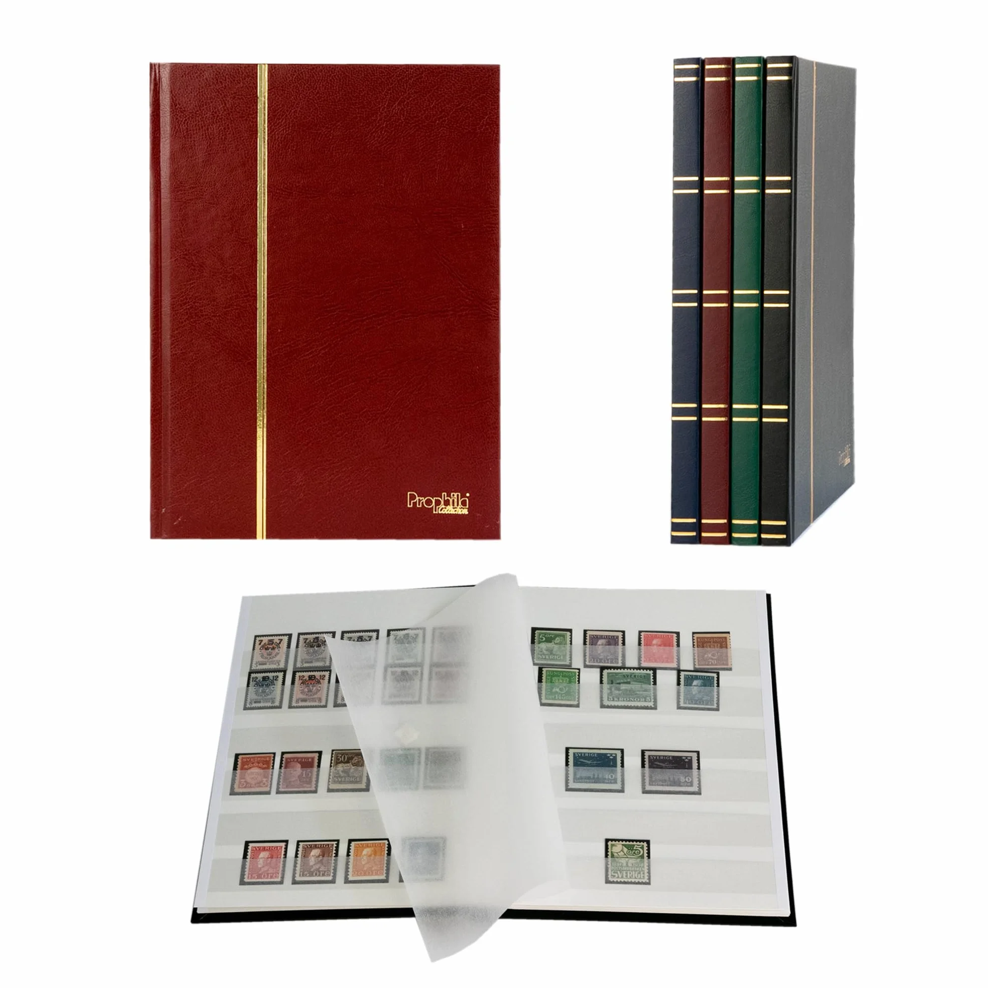 Prophila Collection 16 białych stron A5 znaczek pocztowy okładka czerwona
