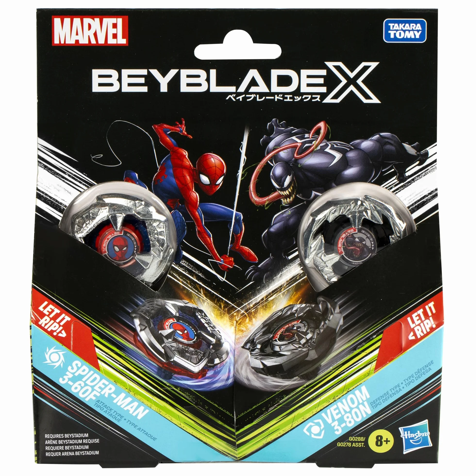 Wielopak Beyblade X Marvel Collab Spider-Man 3-60F kontra Venom 3-80N