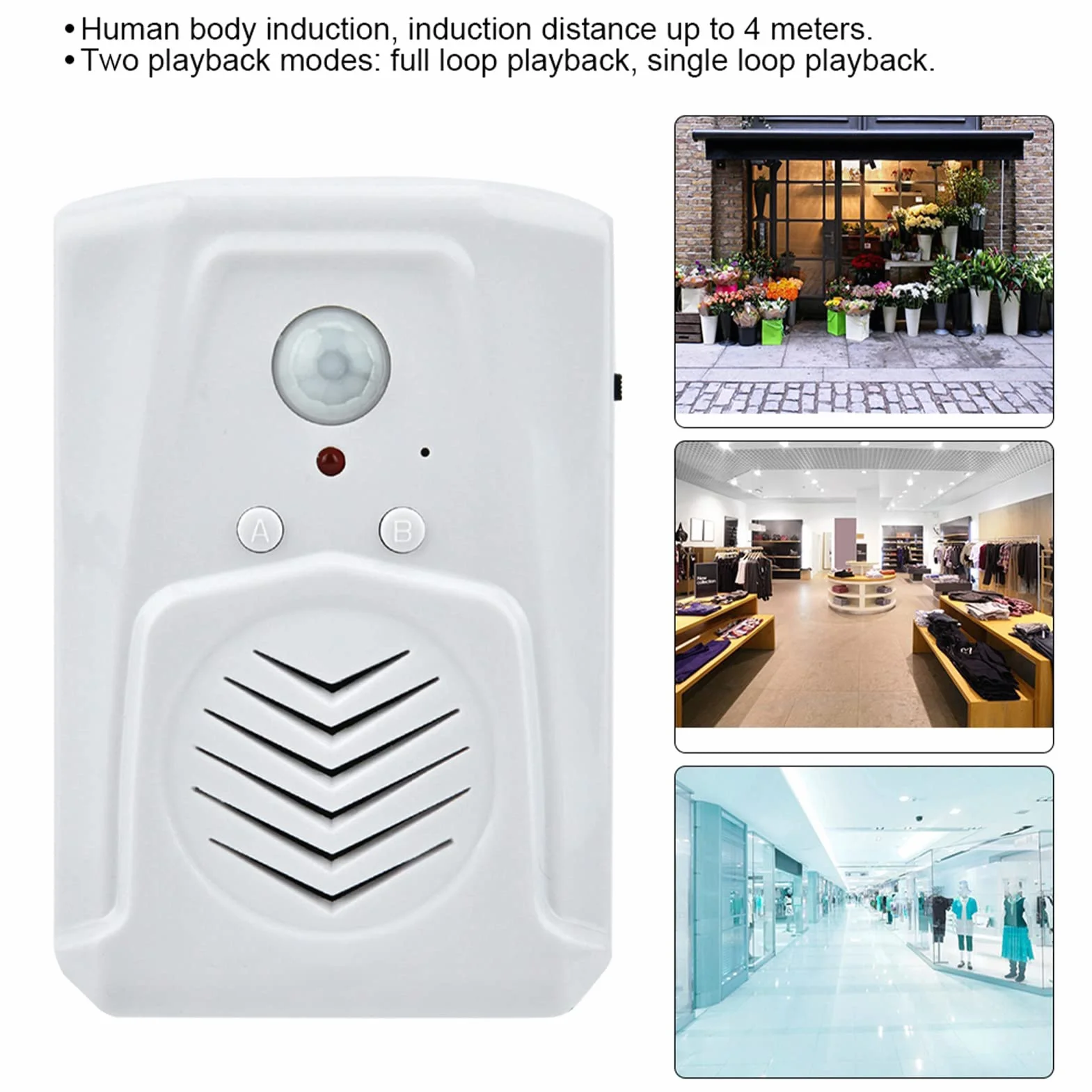 Czujnik ruchu z baterią USB, alarm, odtwarzacz audio Mp3, dzwonek indukcyjny na podczerwień, powitalny dzwonek indukcyjny, syrena, czujnik ruchu,