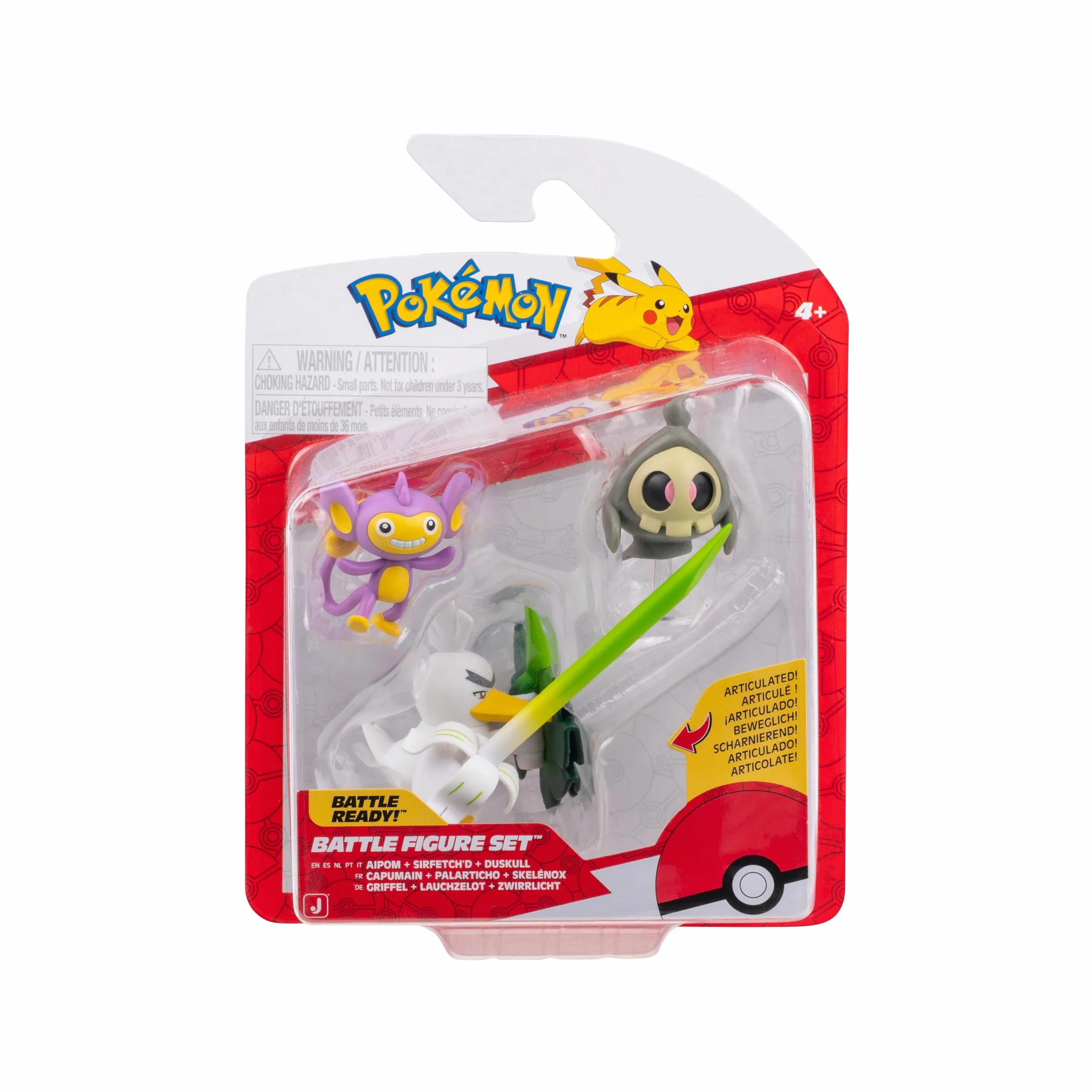 Pokémon PKW4093 zestaw figure, oficjalny zestaw figure, Duskull, Aipom, Sirfetch´d