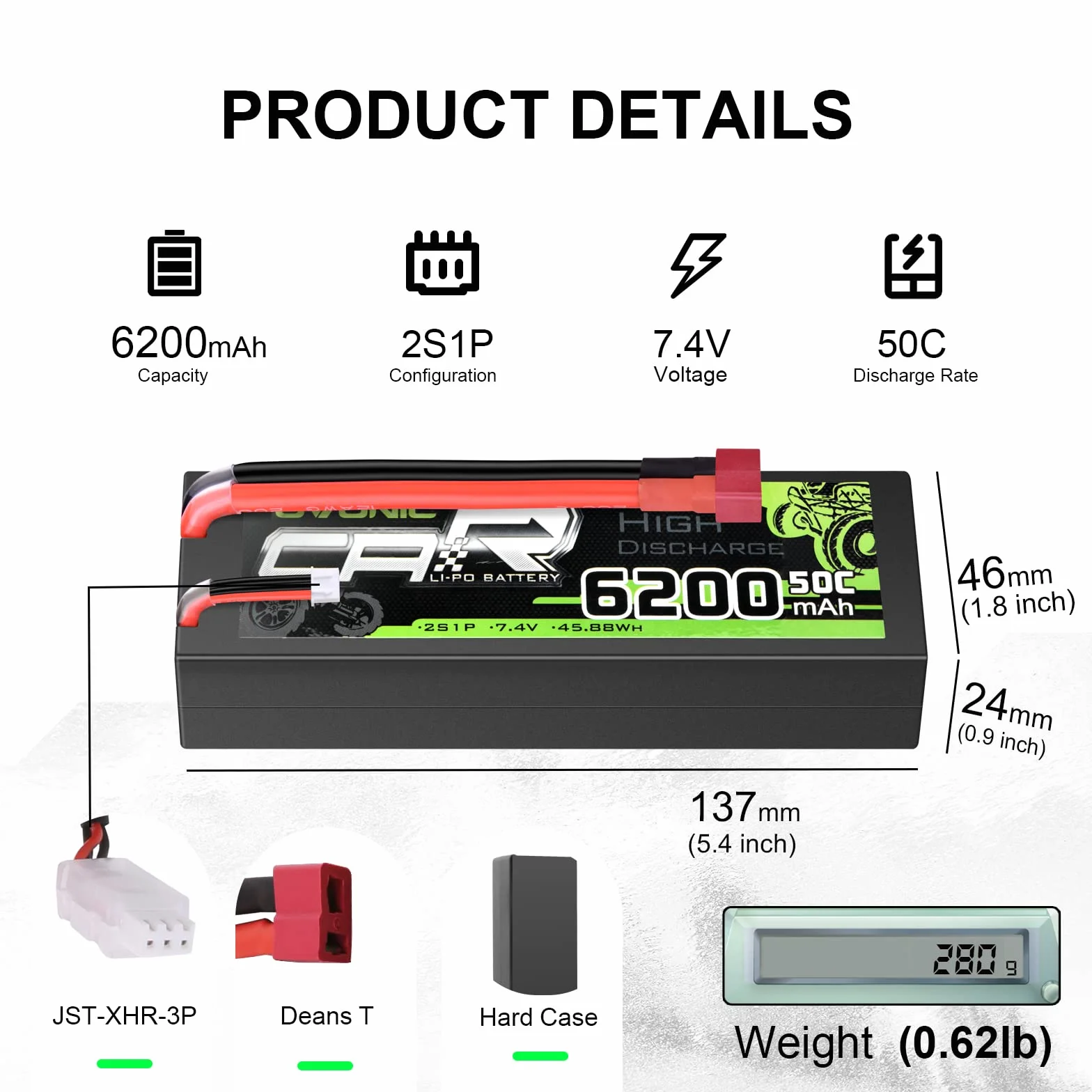 OVONIC 2s Lipo akumulator 6200 mAh 7,4 V 50C z wtyczką T Hardcase Lipo ogniwa baterii do RC Truck Truggy