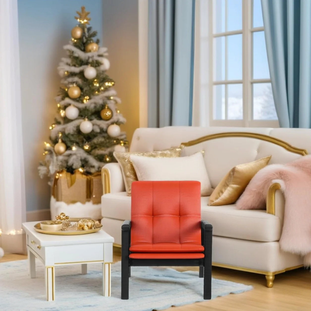 Zerodeko Miniaturowy fotel, pojedyncza sofa, fotel 1:12, miniaturowe meble, akcesoria, meble, dekoracja, urodziny, wesele, przyjęcie
