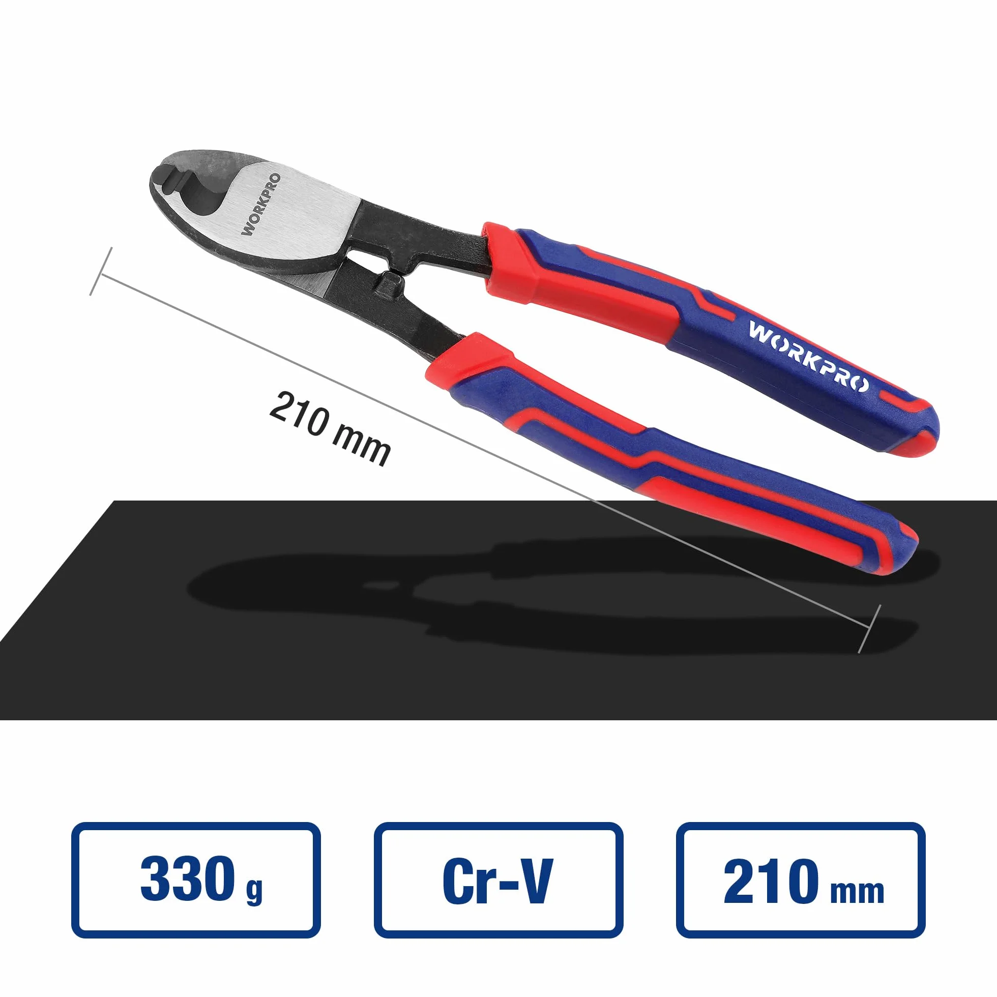 WORKPRO Szczypce do kabli, 20 cm, ze stali wysokowęglowej, do precyzyjnego cięcia, o wysokiej twardości, z antypoślizgowym uchwytem, do ściągania kabli miedzianych, rękodzieła