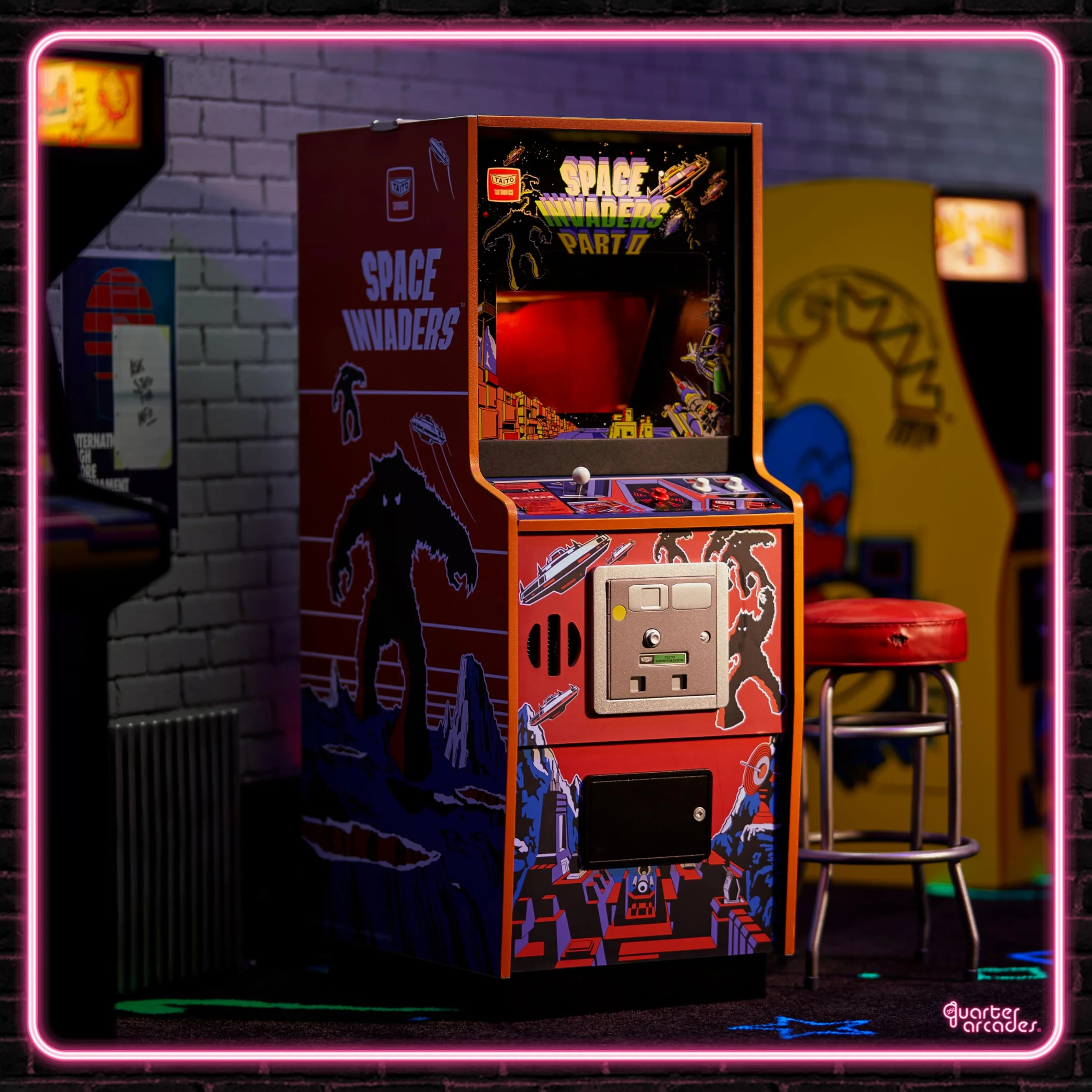 Quarter Arcades Oficjalna kosmiczna najeźdźcy część II rozmiar 1/4 mini szafka zręcznościowa od Numskull - grywalna replika retro zręcznościowa maszyna do gier - konsola Micro Retro