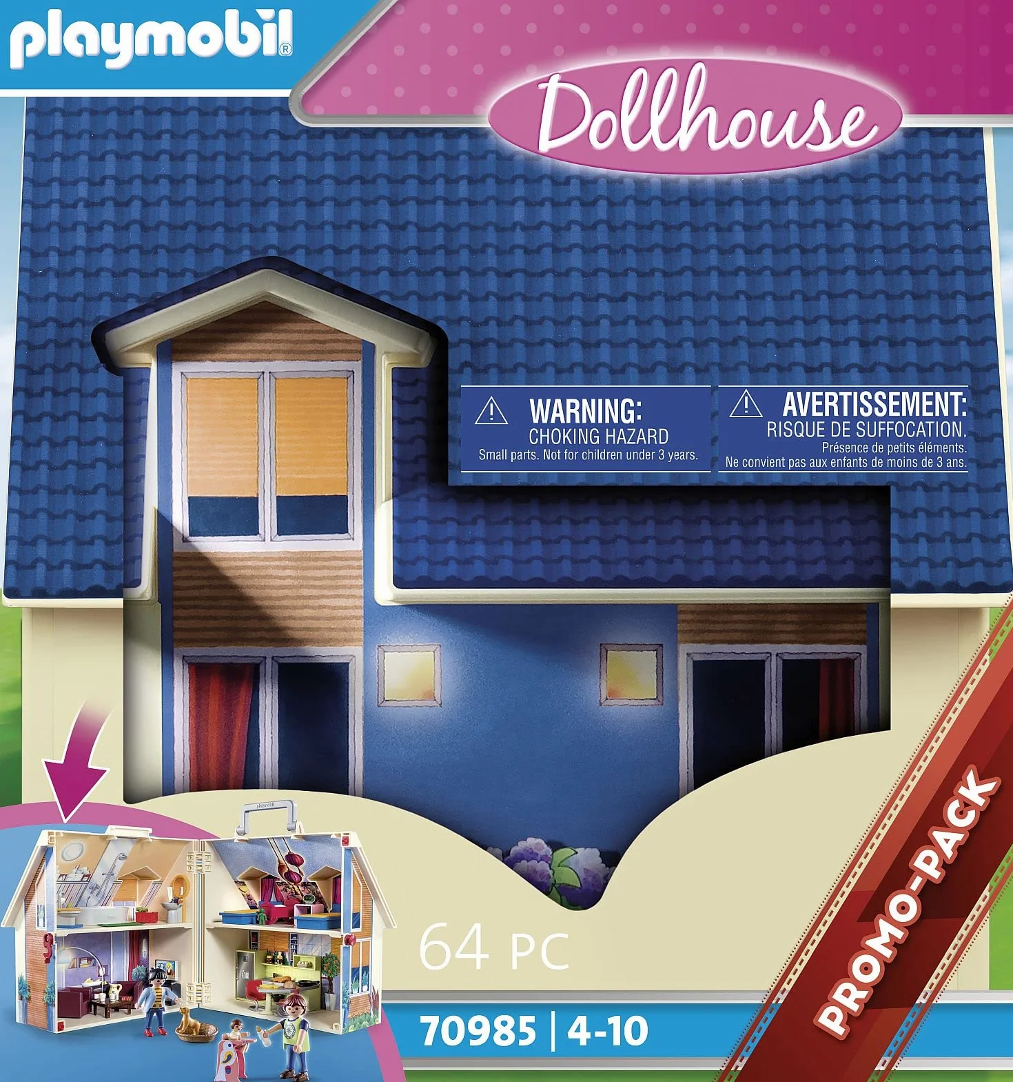 PLAYMOBIL Dollhouse 70985 Przenośny domek dla lalek, do złożenia i zabrania ze sobą, z wieloma dodatkami, od 4 lat
