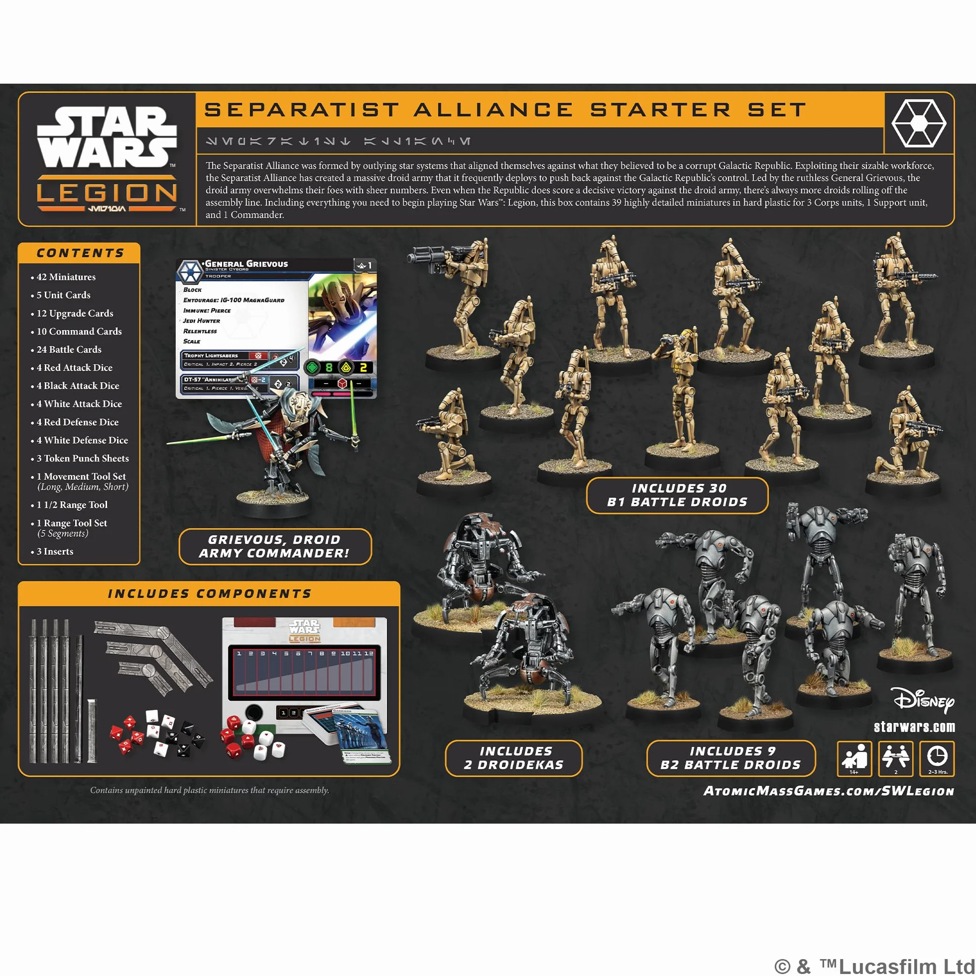 asmodee, Star Wars: Legion – Separatist Alliance zestaw startowy (Separatistenallianz-Starterset), Atomic Mass Games, tablet, dla 2 graczy, 14+ lata, 120-180 minut, niemiecki, wielojęzyczny