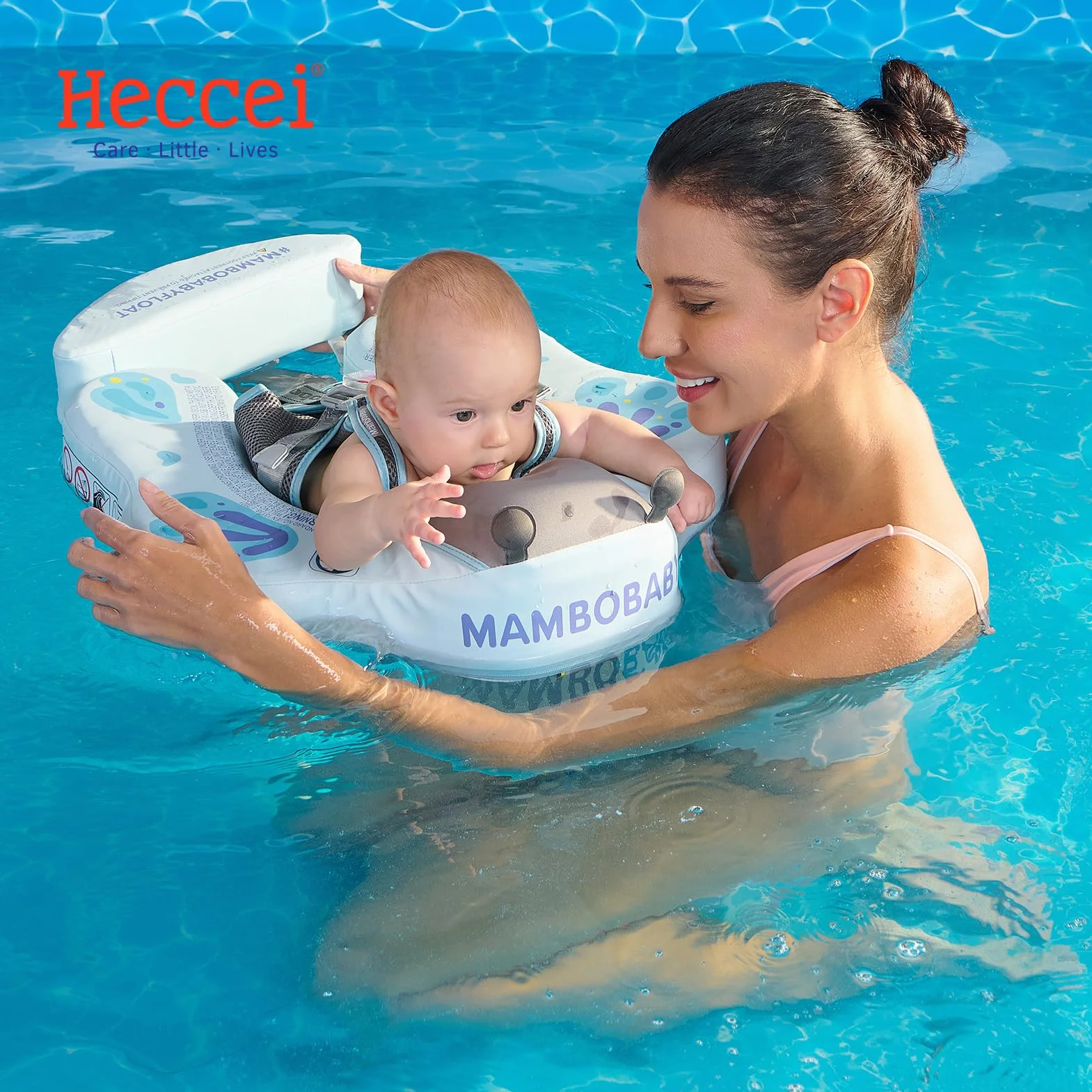 HECCEI Mambobaby koło do pływania dla niemowląt, nienadmuchiwane koło do pływania, przyjazne dla skóry, idealne urządzenie do treningu pływania dla dzieci w wieku 3-24 miesięcy
