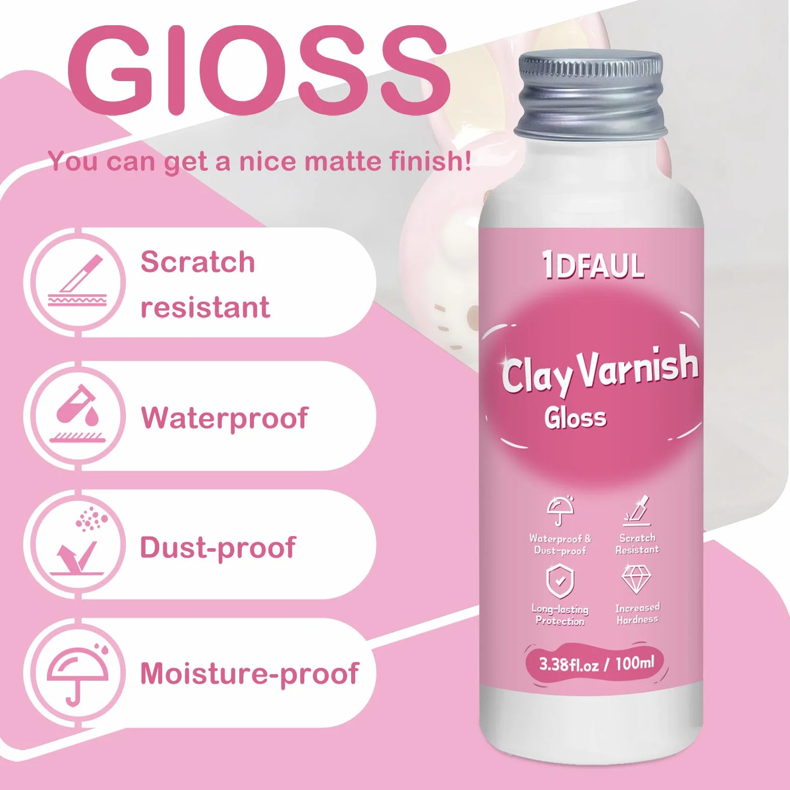 1DFAUL Sucha glazura glina, 100 ml, lakier błyszczący, suszony na powietrzu, uszczelniacz glina, odporny na zarysowania