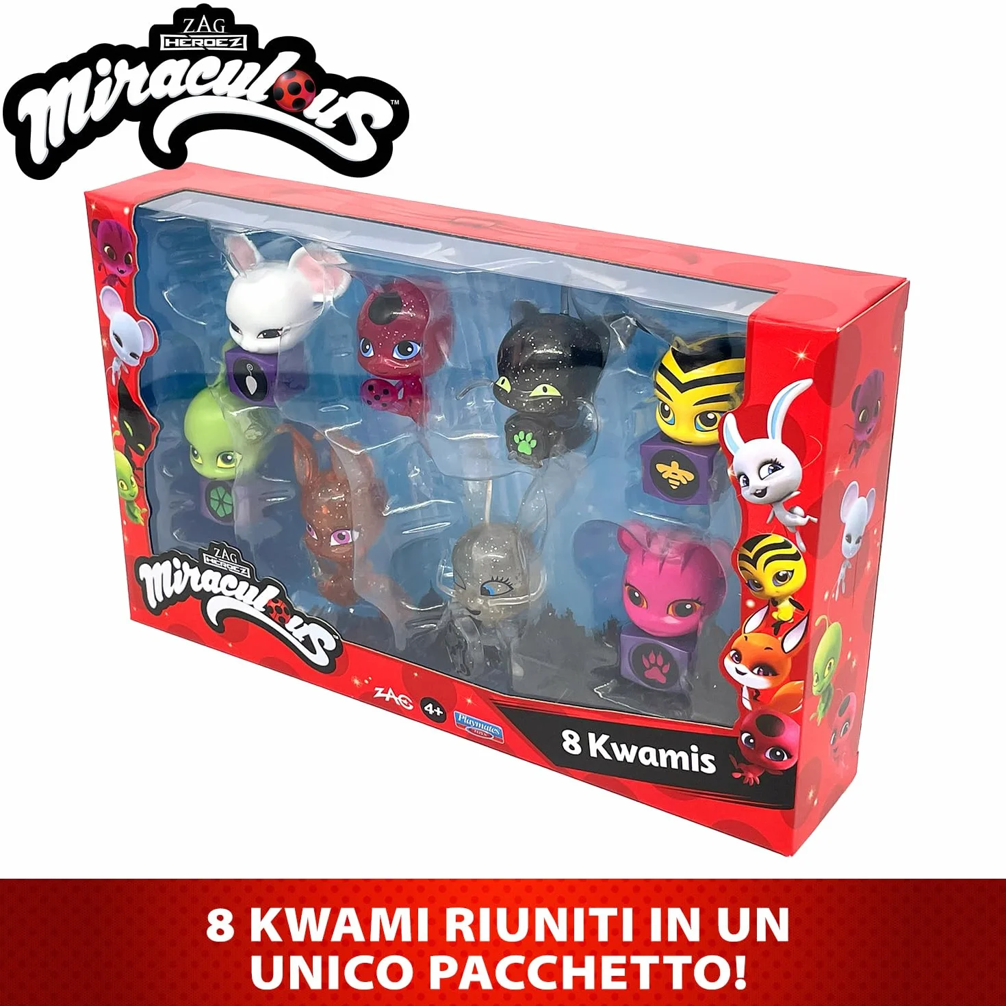 BANDAI Miraculous zestaw 8 figurek Kwamis kolekcja mini szkatulka zabawka od 4 lat