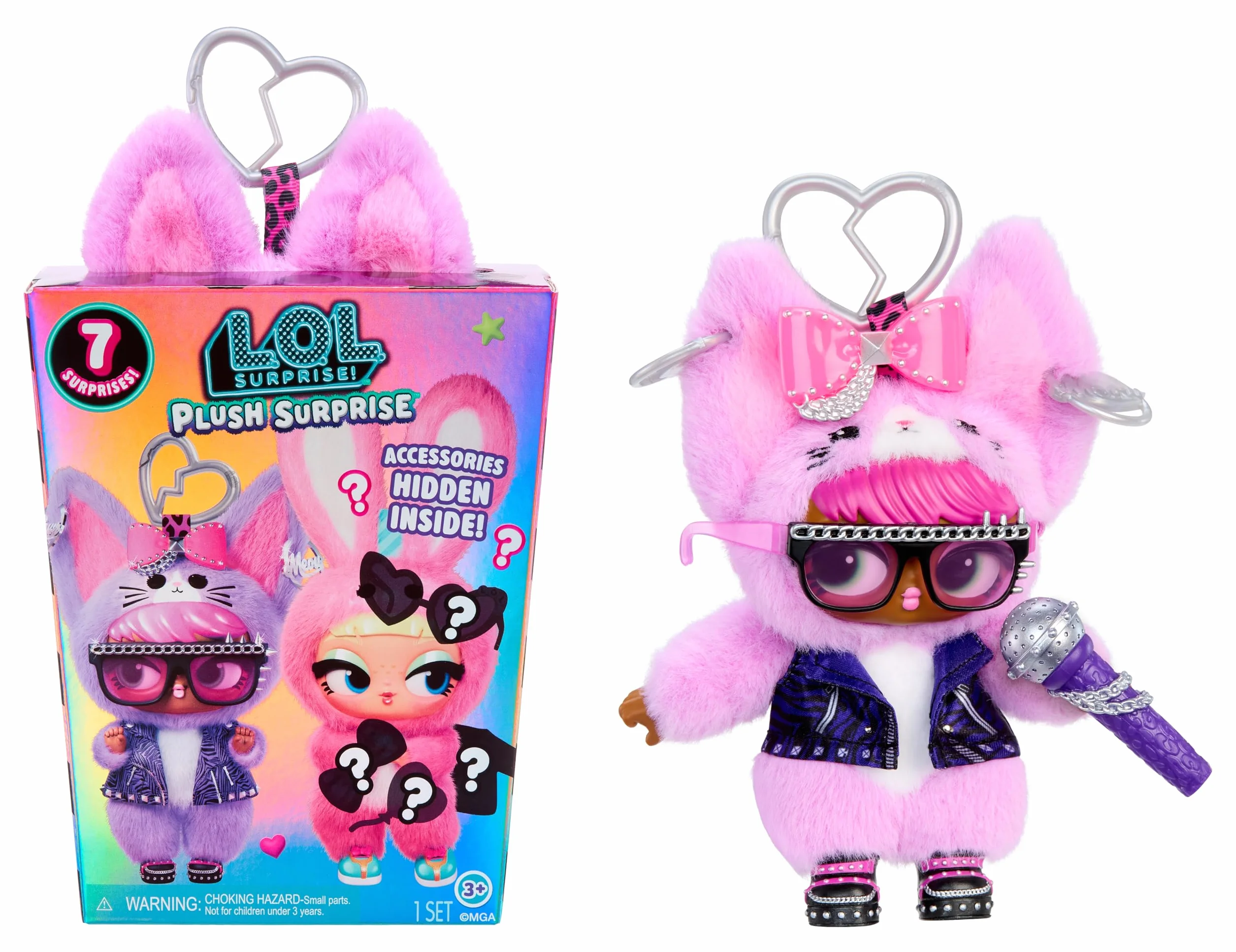L.O.L. Surprise! Postać Plush Surprise — zestaw zawiera 7 elementów, kolekcjonerska pluszowa zabawka z breloczkiem, 6 wzorów do zebrania, odpowiednia dla dzieci od 4. roku życia