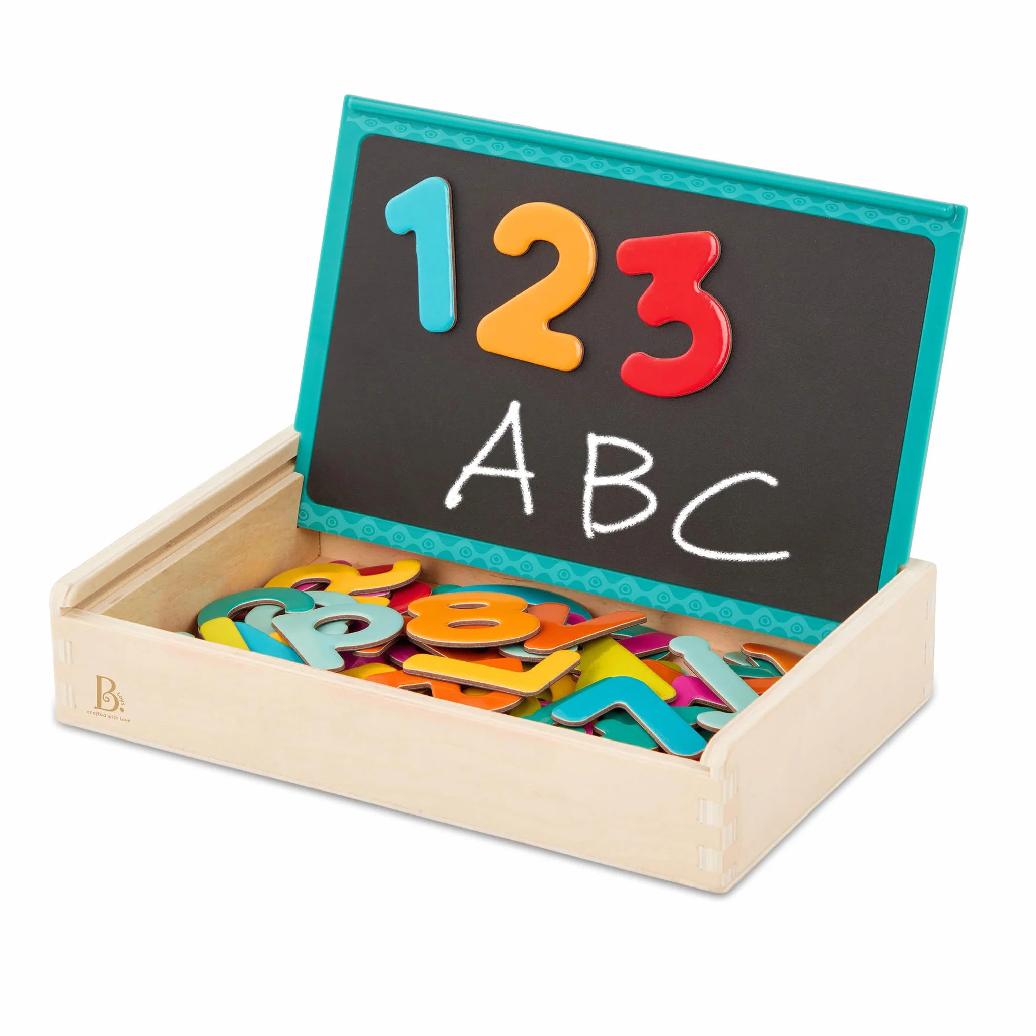 B. Toys Magnetyczna Tablica Rozdzielcza z Alfabetem Drewniane Pudełko 63 szt. 3 lata+