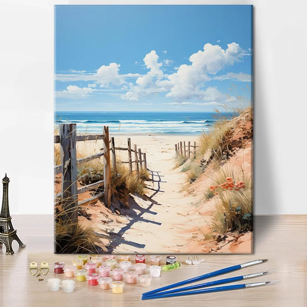 Malowanie po numerach plaża zestaw dla dorosłych 40 x 50 cm bez ramki