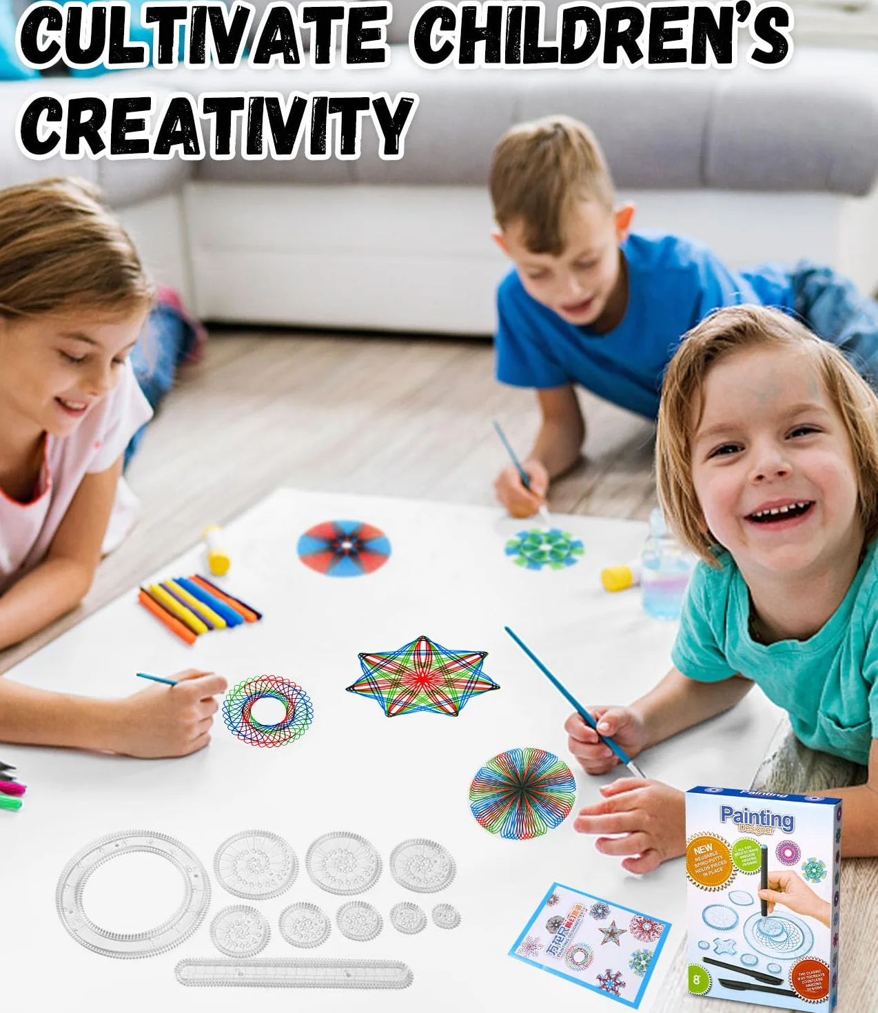 Spiral Designer, 28 PCS wielofunkcyjny zestaw do rysowania spiralnego dla dzieci, zestaw do rysowania spiralnego, mandala dla dzieci, rysowanie spiralne dla dzieci w wieku 8+, szablony do rysowania