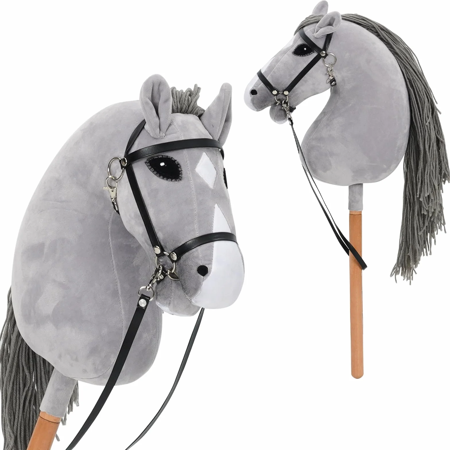 Hobby Horse dla dzieci, koń na kiju, zabawka, koń z uzda i wodze, drewniany koń, pluszowy koń dla dzieci od 3 lat