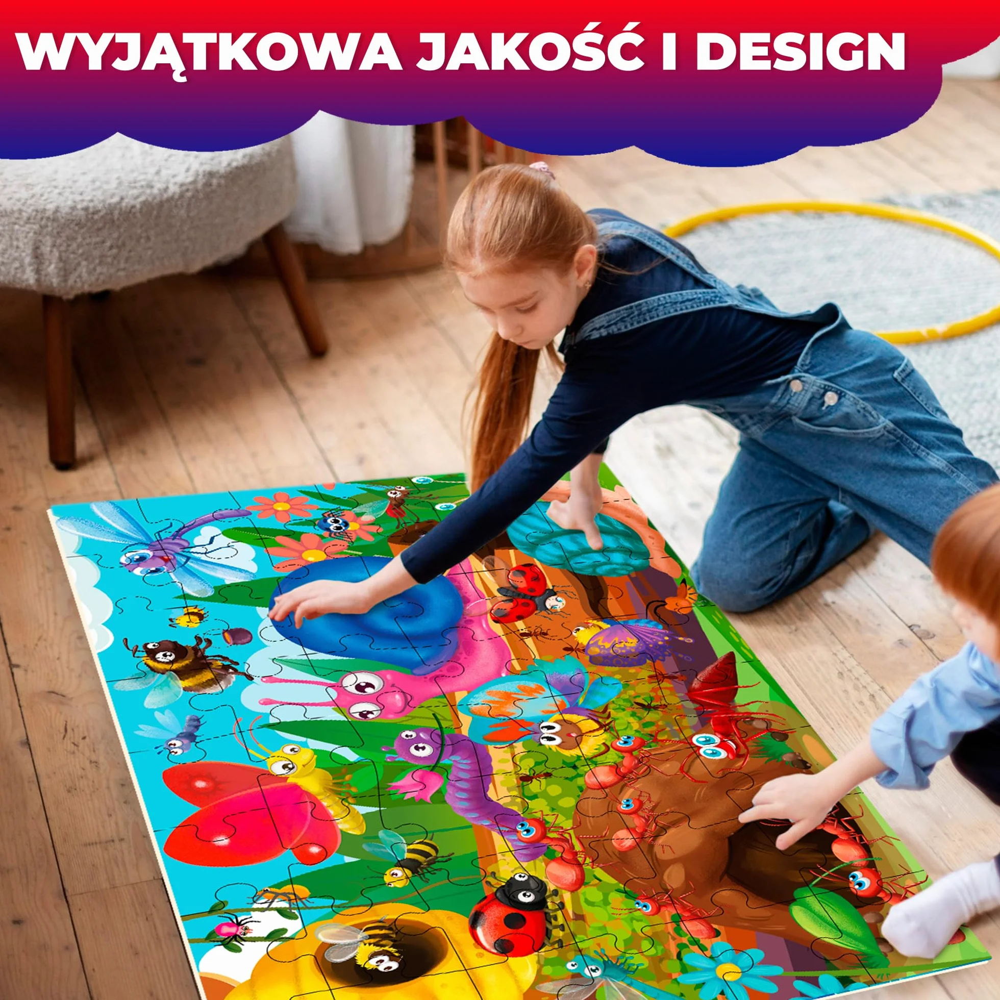 QUOKKA Gigantyczna Układanka Podłogowa Od 3 4 5 – 60 X 90 Cm, 48 Elementów, Puzzle Od 2 3 4 Lat – Duże Zabawki Od 3 4 Lat – Prezent XXL W Kształcie Owada Dla Chłopców I Dziewcząt Od 5 6 Lat