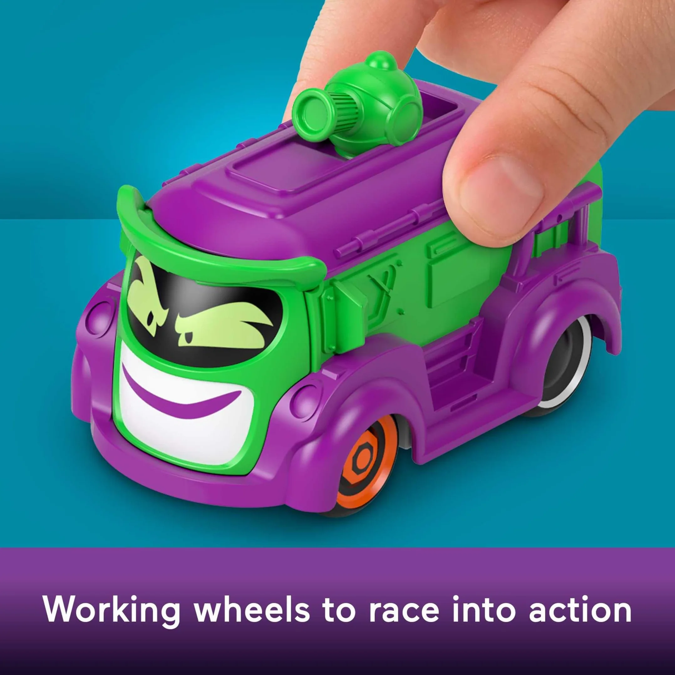 Fisher-Price DC Batwheels Metalowe pojazdy 5-pak w skali 1:55 Batmobil Bam, Redbird, Prank, Bibi i Quizz, metalowe pojazdy Batcast Metal, dla dzieci od 3 roku życia, HML21