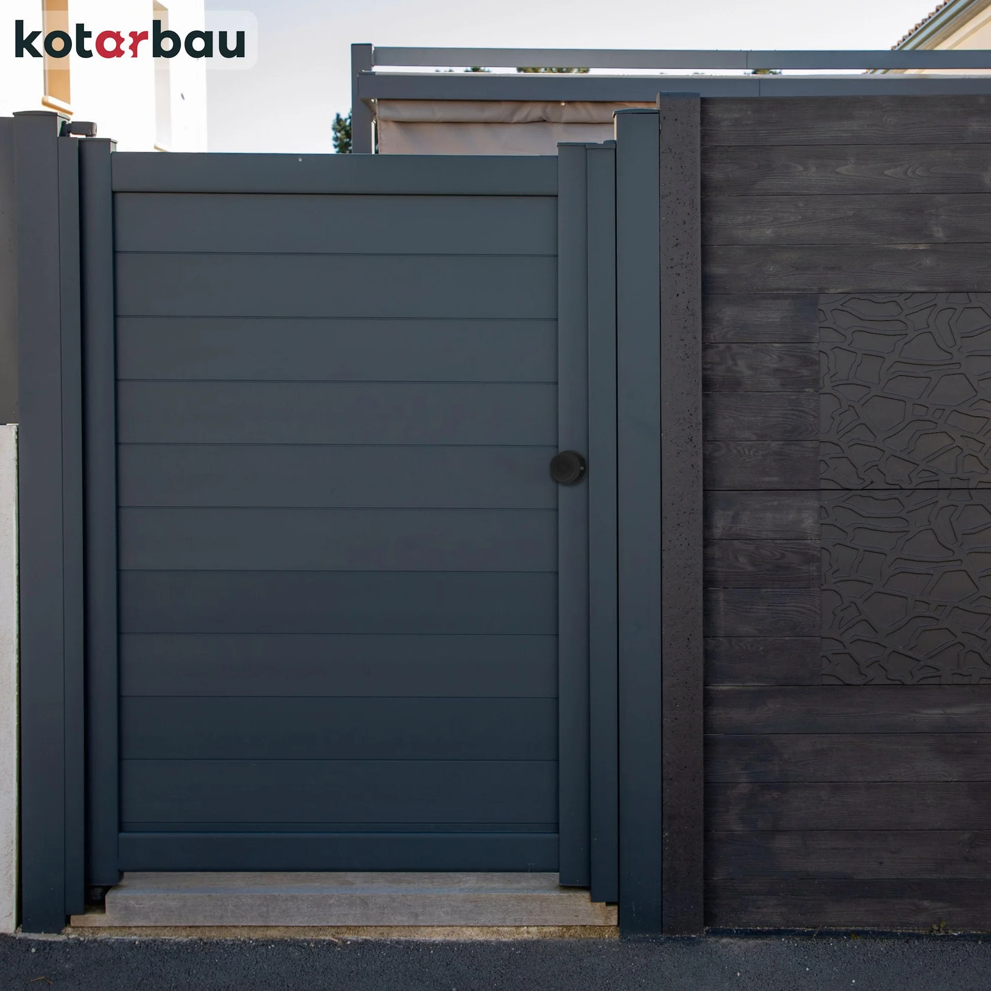 KOTARBAU® Gałka Obrotowa - Klamka Obrotowa do Drzwi - Furtki - Bramy - Zewnętrzna - Wewnętrzna - Stalowa - Lakierowana - Czarna