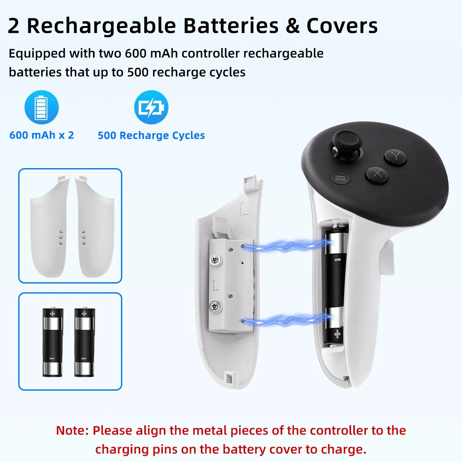 Mcbazel Controller Charging Dock for Q3/3S, VR Charging Station with LED Light for Q3/3S, Charger Display Stand with 2 * 600 mAh Rechargeable Batteries, Type-C Charging Cable - White