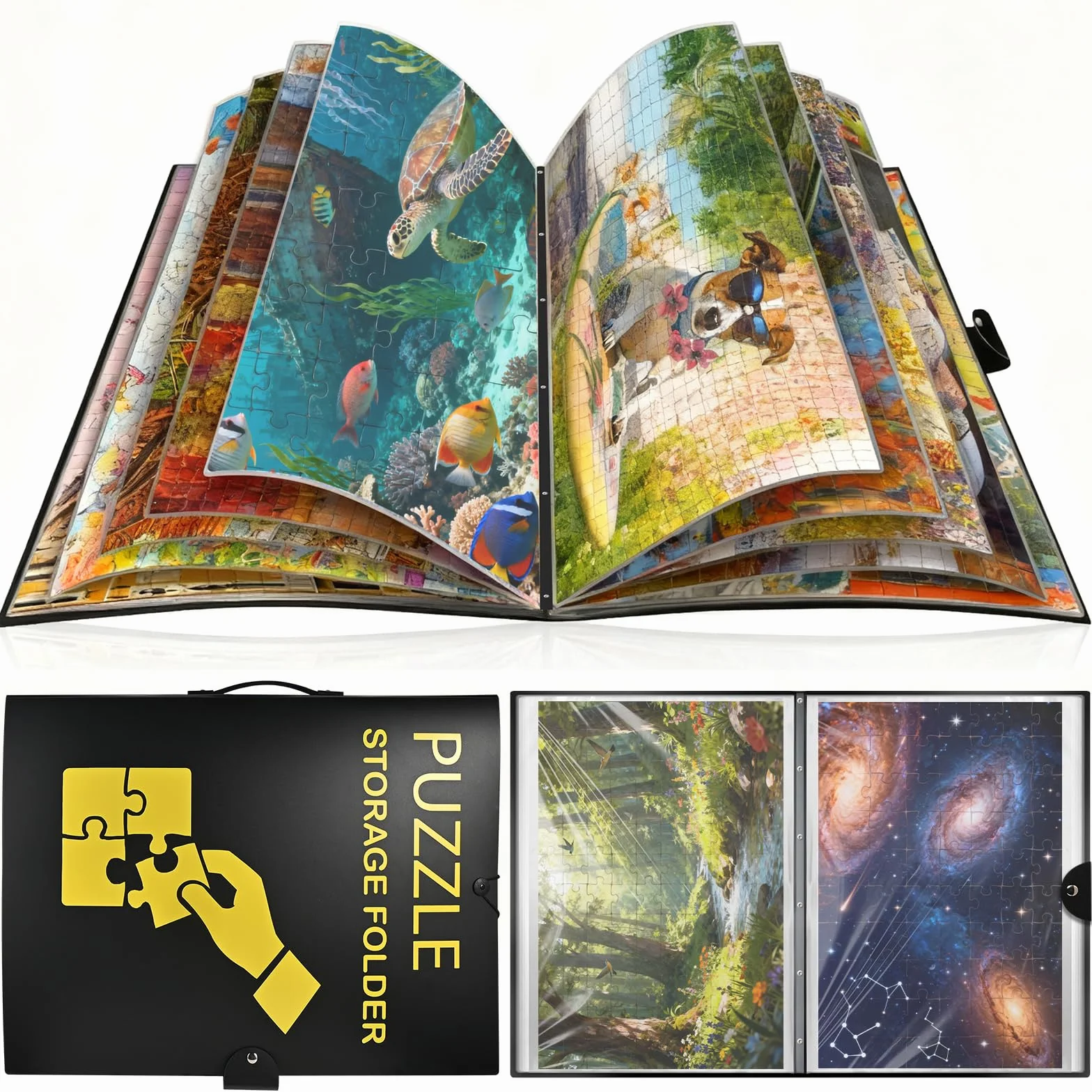 Faburo Puzzle do przechowywania puzzli, 1000, przechowywanie puzzli, do 40 prac, pyłoszczelne i ochronne akcesoria do puzzli, na Boże Narodzenie, urodziny