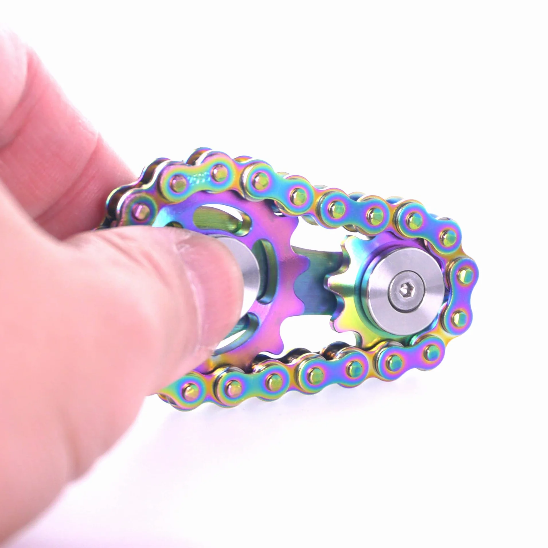 Fidget Spinner Metal Stal nierdzewna 2 Gears Linkage Bike Chain Design Trwała mechanika z gładkimi łożyskami