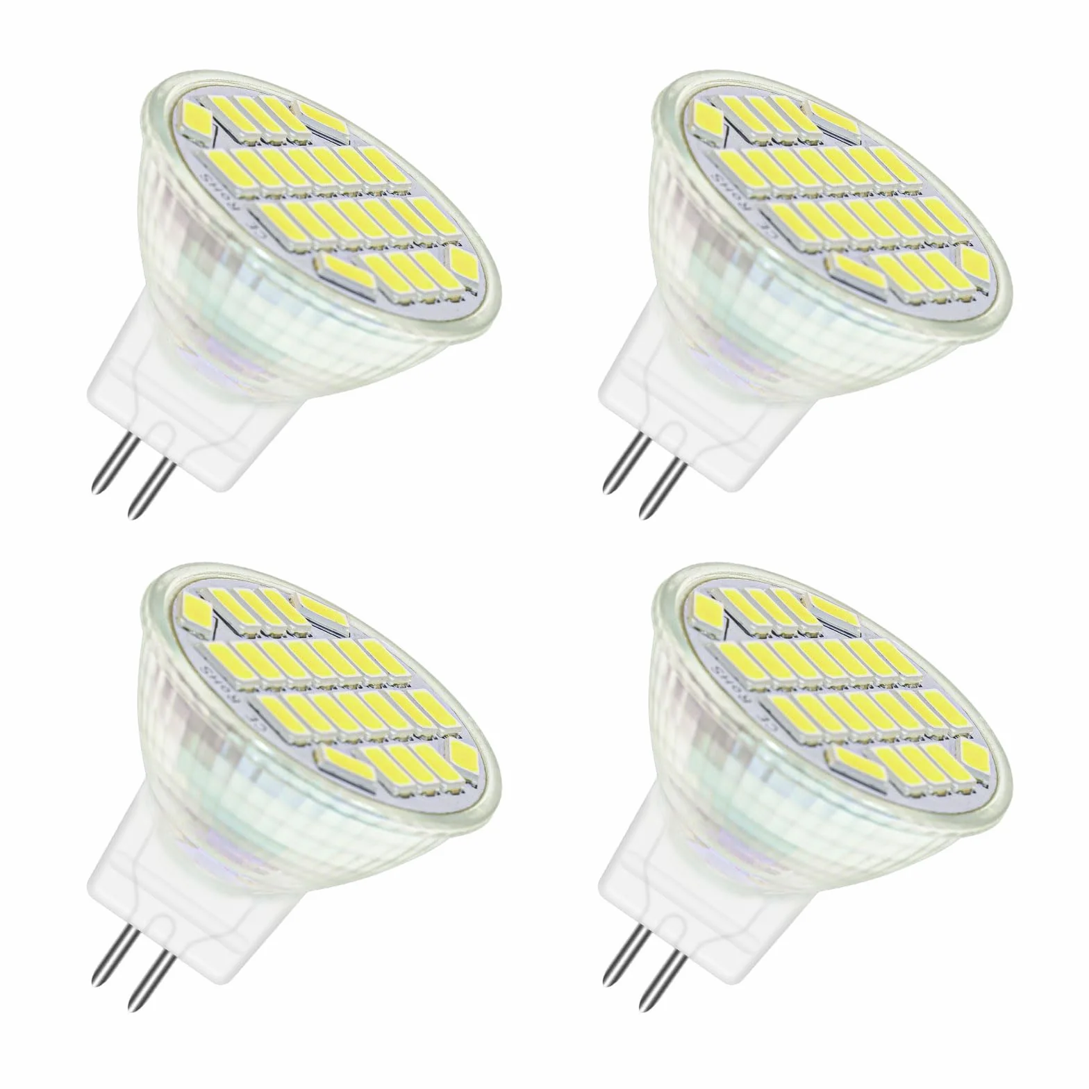 Akynite Reflektor MR11 GU4 12V 4W LED zimne światło 6000K, 120°, 400LM, Ø35mm MR11 35 W równoważny halogen, AC DC 12V-24V GU4 LED reflektor wpuszczany do okapu kuchennego kampera, zestaw 4 szt