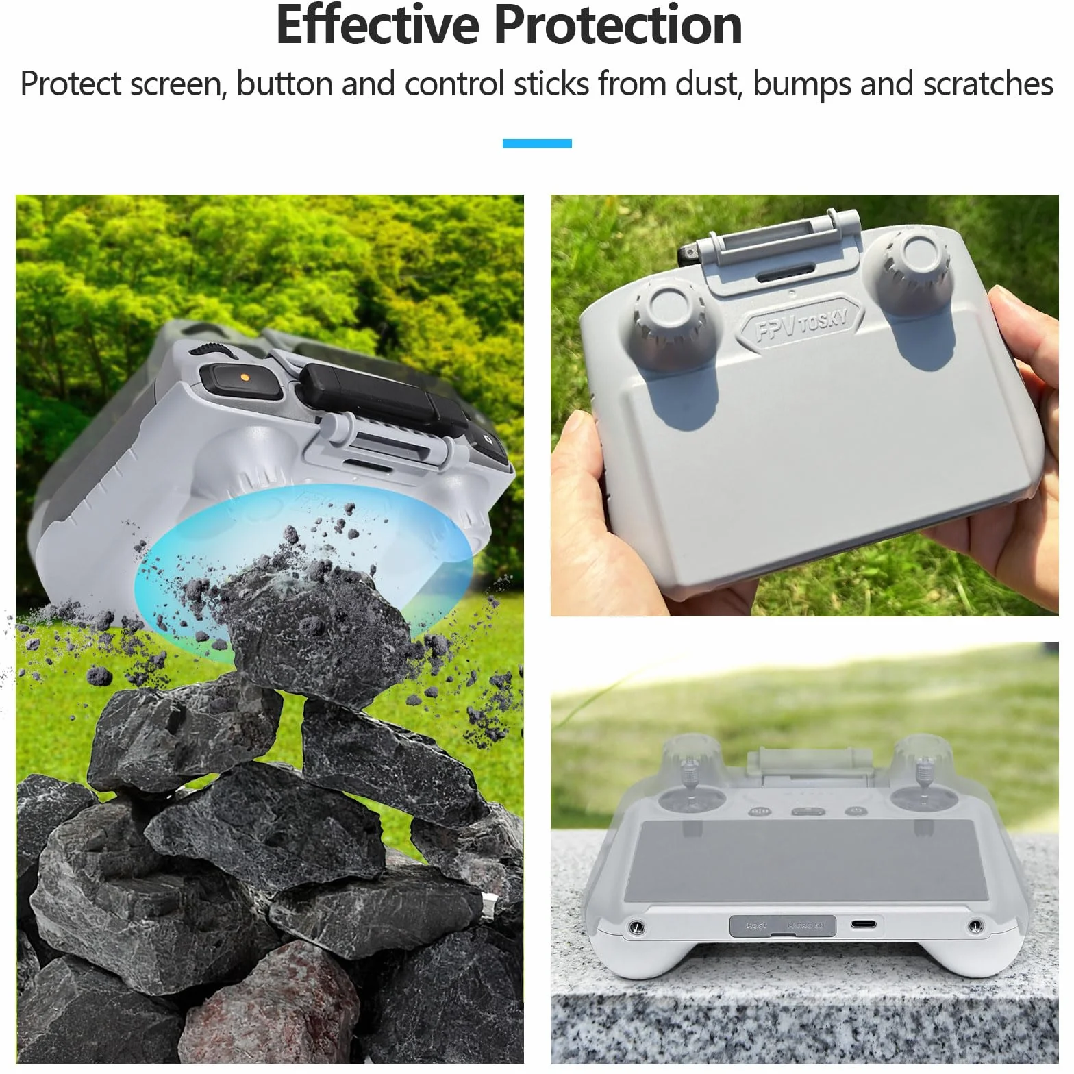 FPVtosky Mini 4 Pro RC-2 Sun Shield + 2 Screen Protectors + Lanyard Set - 3 in 1 Controller Mount for DJI Air 3, DJI Mini 4 Pro, RC Drone Accessories