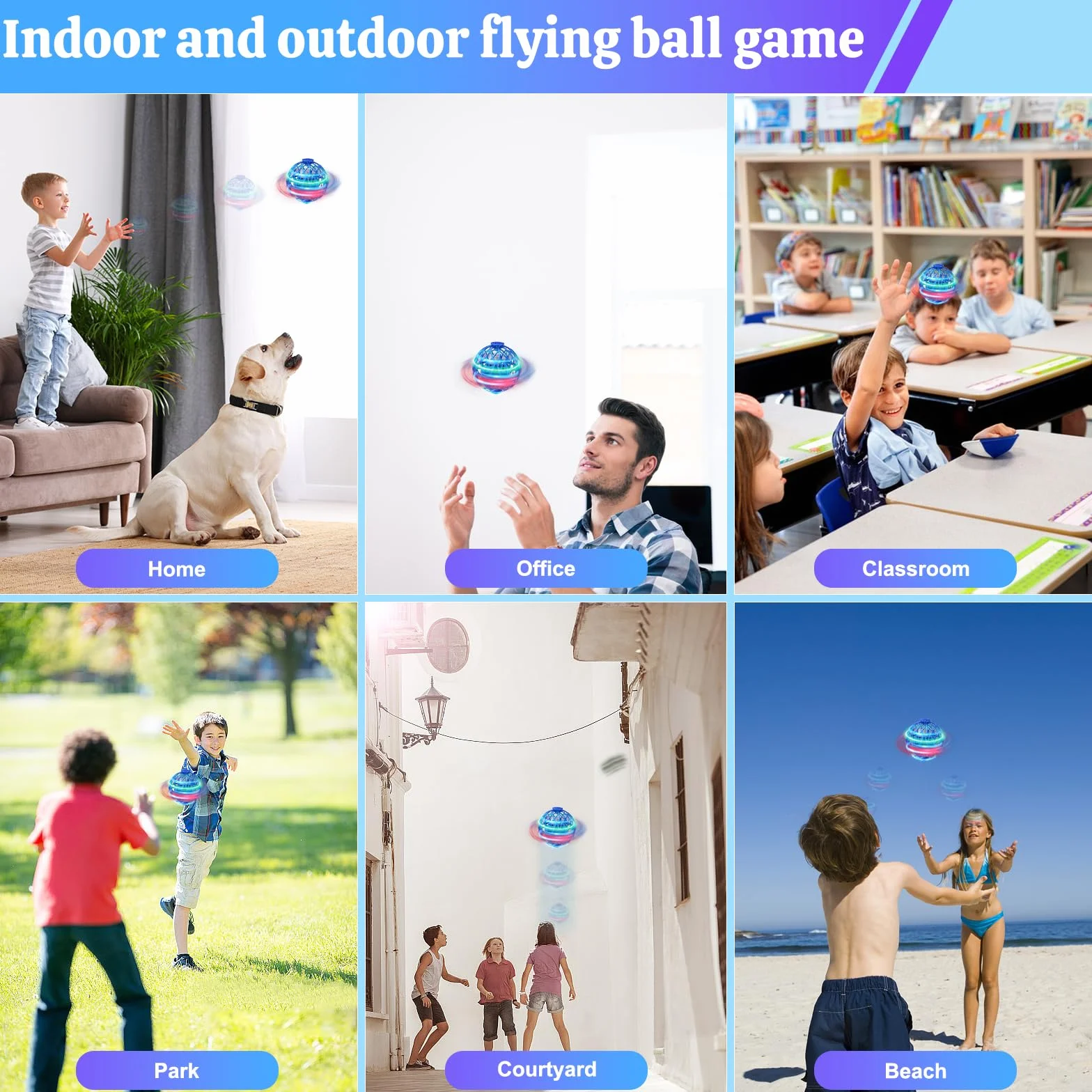 OBEST UFO Mini Drone Enfant,MINI Balle Volante Lumineuse,Hand Spinners LED,Flying Ball Sur La Paume,Toupie Enfant,Boule Volante Lumineus
