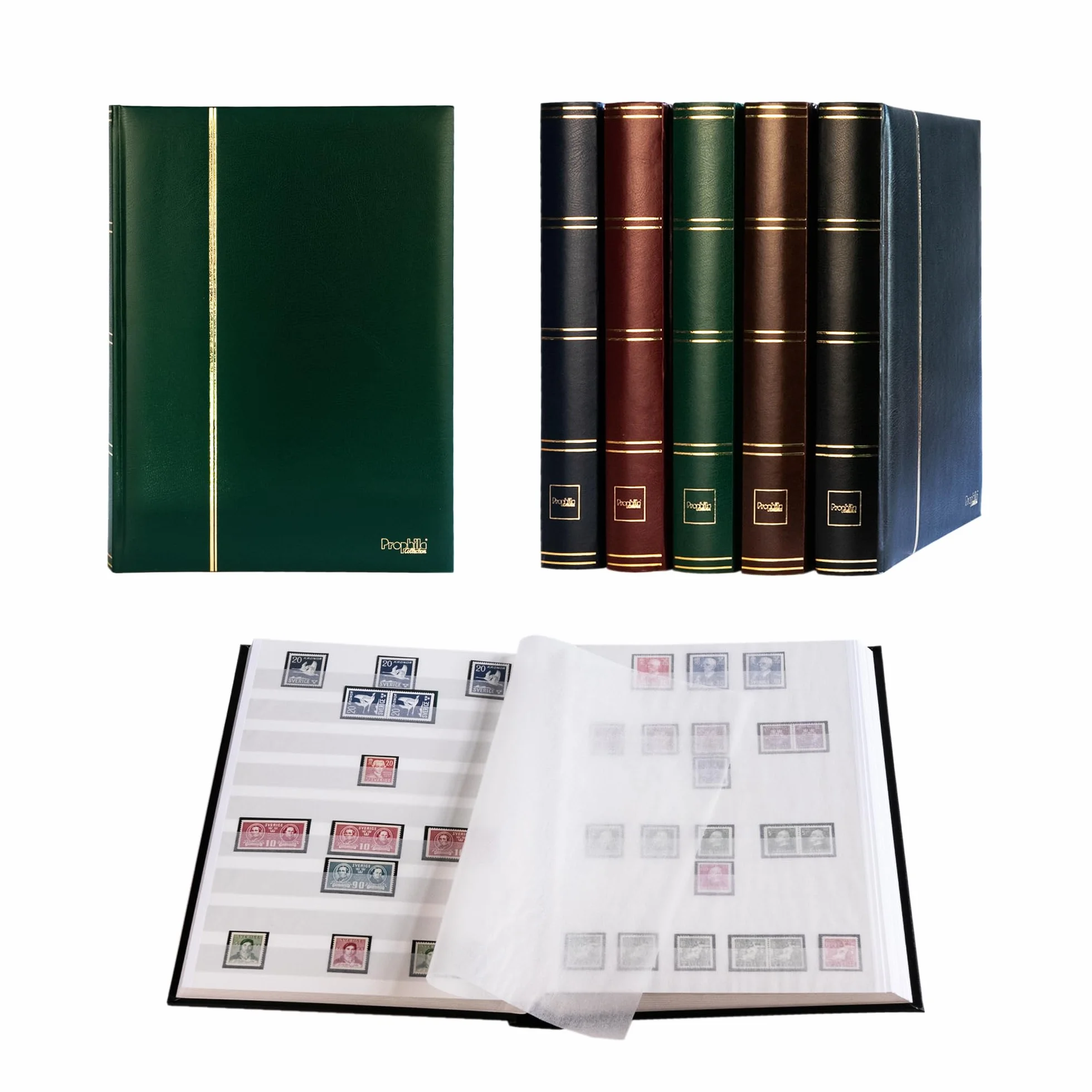 Prophila 60 białych stron album znaczków pocztowych okładka watowana zielona okładka
