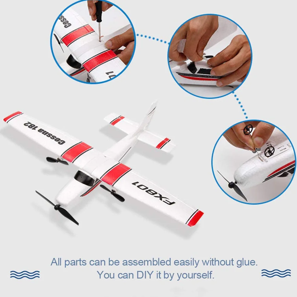 Goolsky RC samolot lotniczy Cessna 182 2,4 GHz 2CH dla dzieci i dorosłych, biały