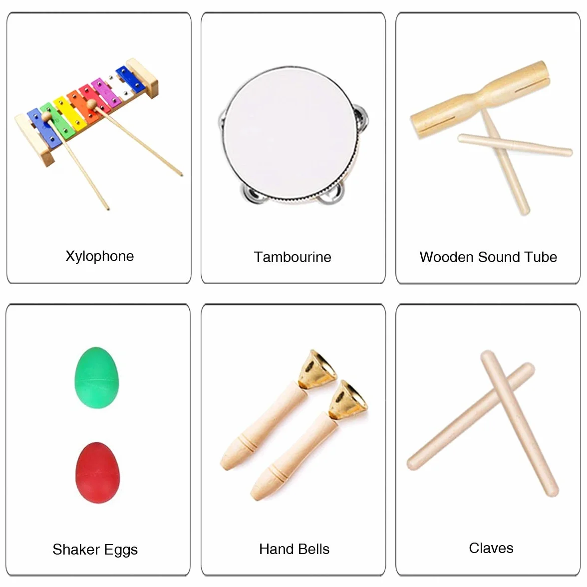 Instrumenty muzyczne dla dzieci, 24 sztuki, drewniane zabawki, instrumenty perkusyjne, zestaw dla małych dzieci i niemowląt, zabawka muzyczna, prezenty, ksylofon, instrumenty perkusyjne w