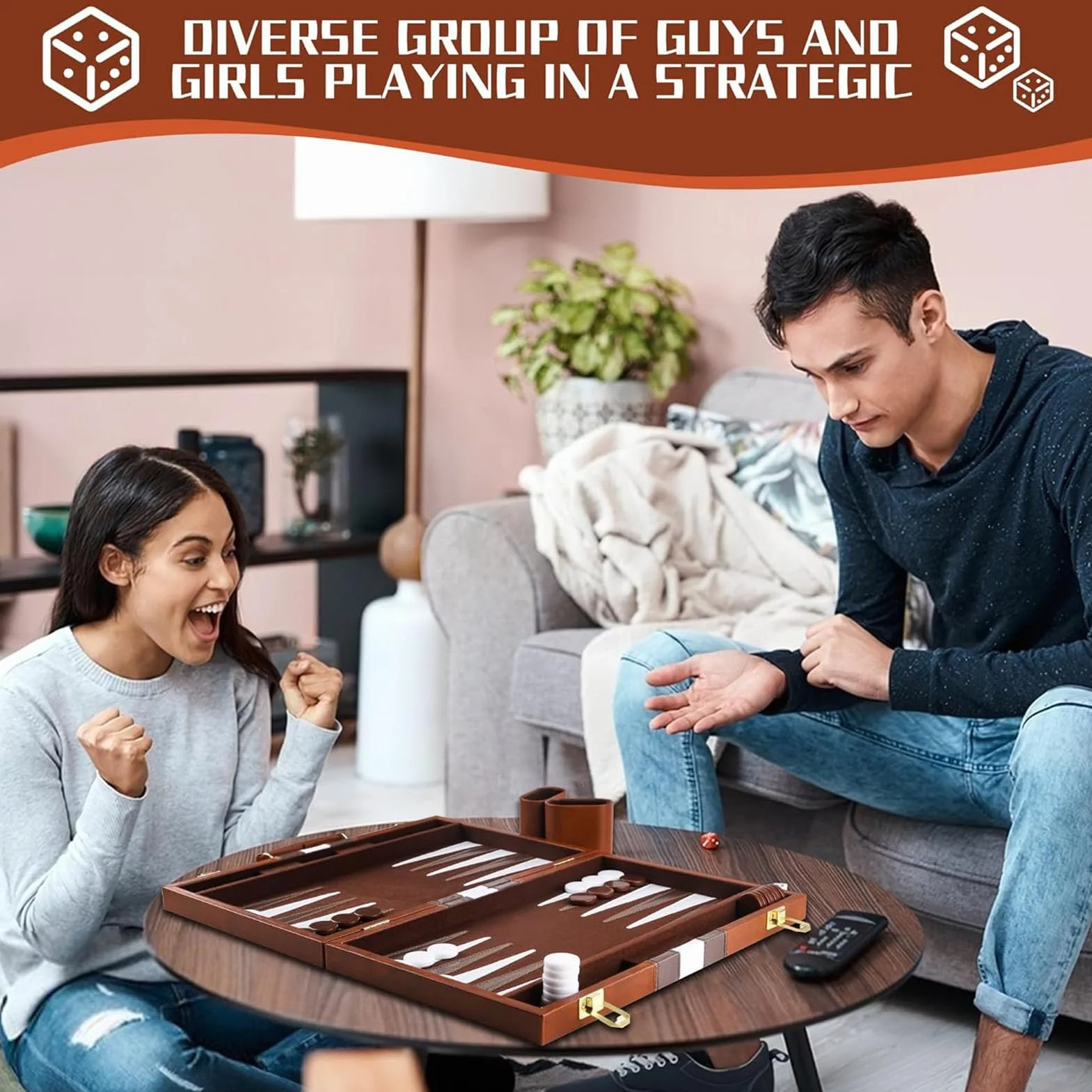 Backgammon drewniana walizka, dla 2 graczy, klasyczny zestaw podróżny do gry w backgammon z wysokiej jakości skórzanym pokrowcem, z kubkiem na kostkę, dla fanów kamperów i podróży
