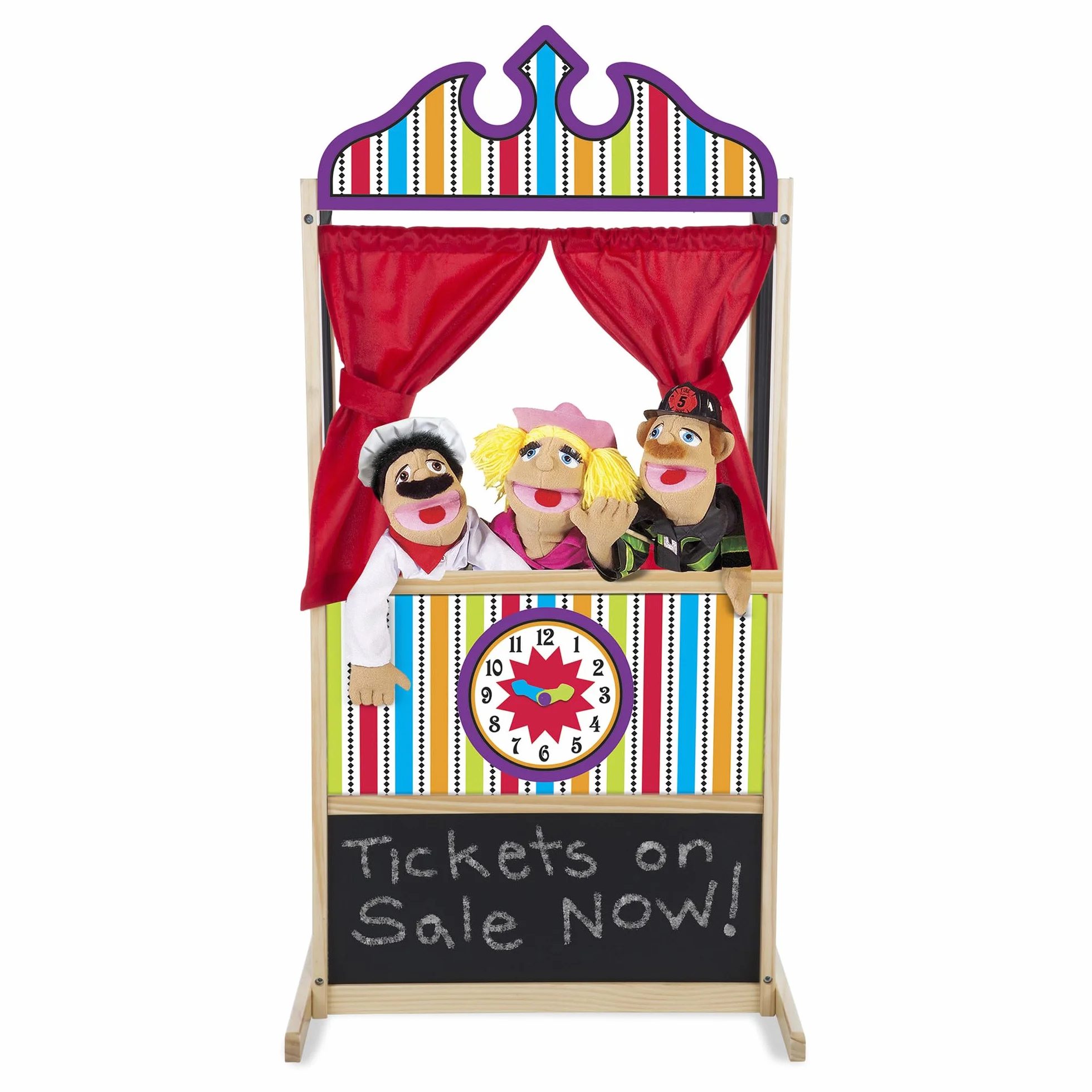Melissa & Doug – luksusowy teatrzyk lalek (wytrzymała, niechybotliwa podstawa, pluszowe zasłony, wymiary: wys. 132,08 cm × szer. 45,72 cm × dł. 62,865 cm)