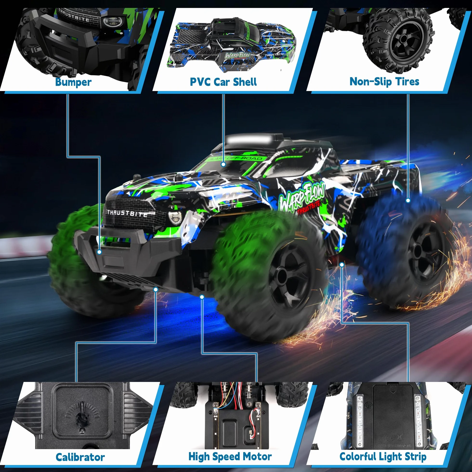 Samochód zdalnie sterowany - 1:18 RC Buggy 25 KMH+ 2,4 GHz Samochód Rc Truck z 2 akumulatorami 2WD, zabawka terenowa dla dzieci i dorosłych - zielony