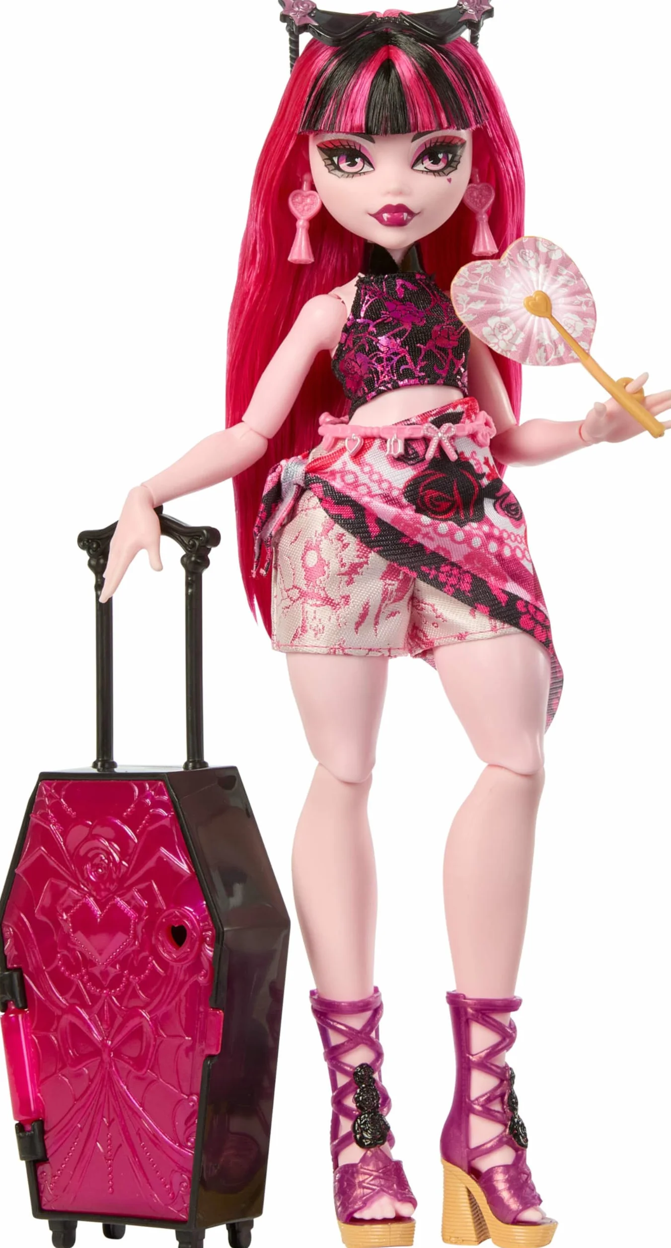 Monster High Straszysekrety Seria 7 Upiorystyczne wakacje Draculaura Zestaw lalka walizka akcesoria JDR50