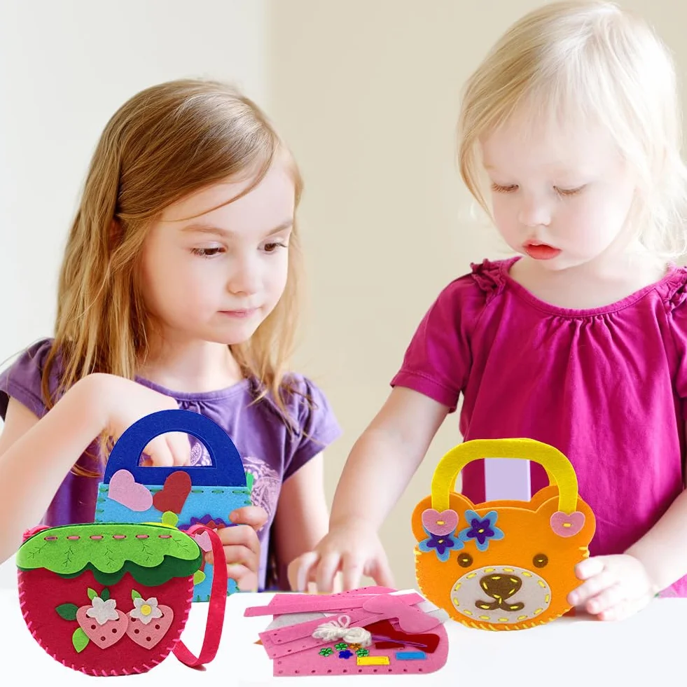 AffeGifts DIY zestaw do szycia filcowego dla dzieci, 4 sztuki torby edukacyjne