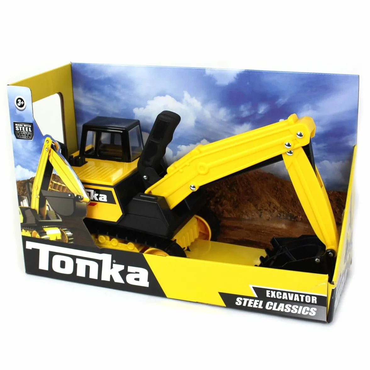 Tonka Steel Classics | Mighty Excavator | Zabawki budowlane dla dzieci, chłopców i dziewcząt, kreatywne zabawki, rozwój umiejętności motorycznych dla dzieci od 3 lat | Basic Fun 06182