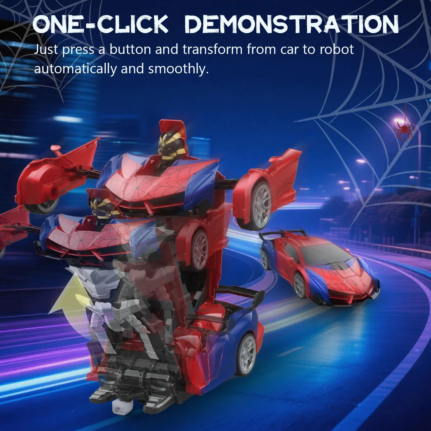 Zabawka samochodowa z pilotem zdalnego sterowania RC Transform SHAREMI od 4 5 6 7 8 9 lat dla chłopców i dziewczynek, 2.4G 360° obrót 2 w 1 robot & samochód z pilotem zdalnego sterowania z pilotem