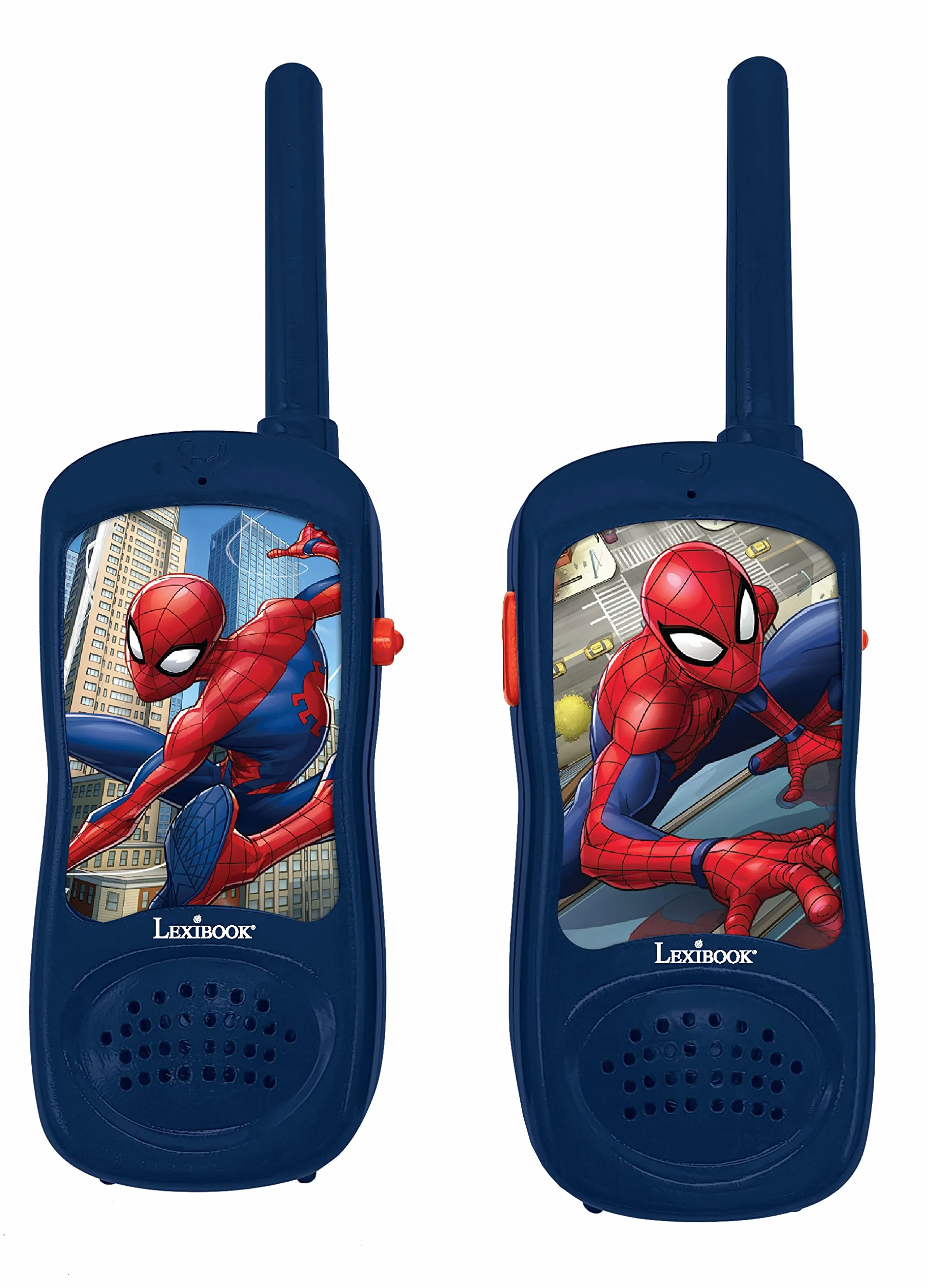 Lexibook Spiderman, Walkie Talkies, Gra Komunikacyjna dla Dzieci, Klips do Paska, Zasilany Bateryjnie, Czerwono-Niebieski, TW11SP, Jeden Rozmiar dla Wszystkich, Różne Modele