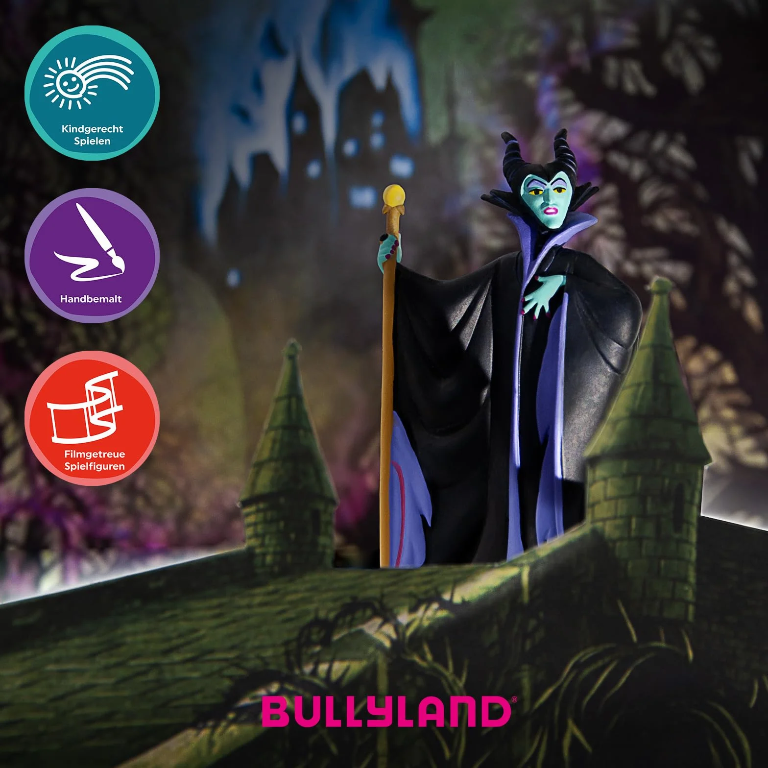 Bullyland 12556 - Figurka Maleficent, zła wróżka ze Śpiącej królewny Walta Disneya, ok. 10,3 cm, szczegółowa, idealna jako mały prezent dla dzieci w wieku 3 lat i starszych