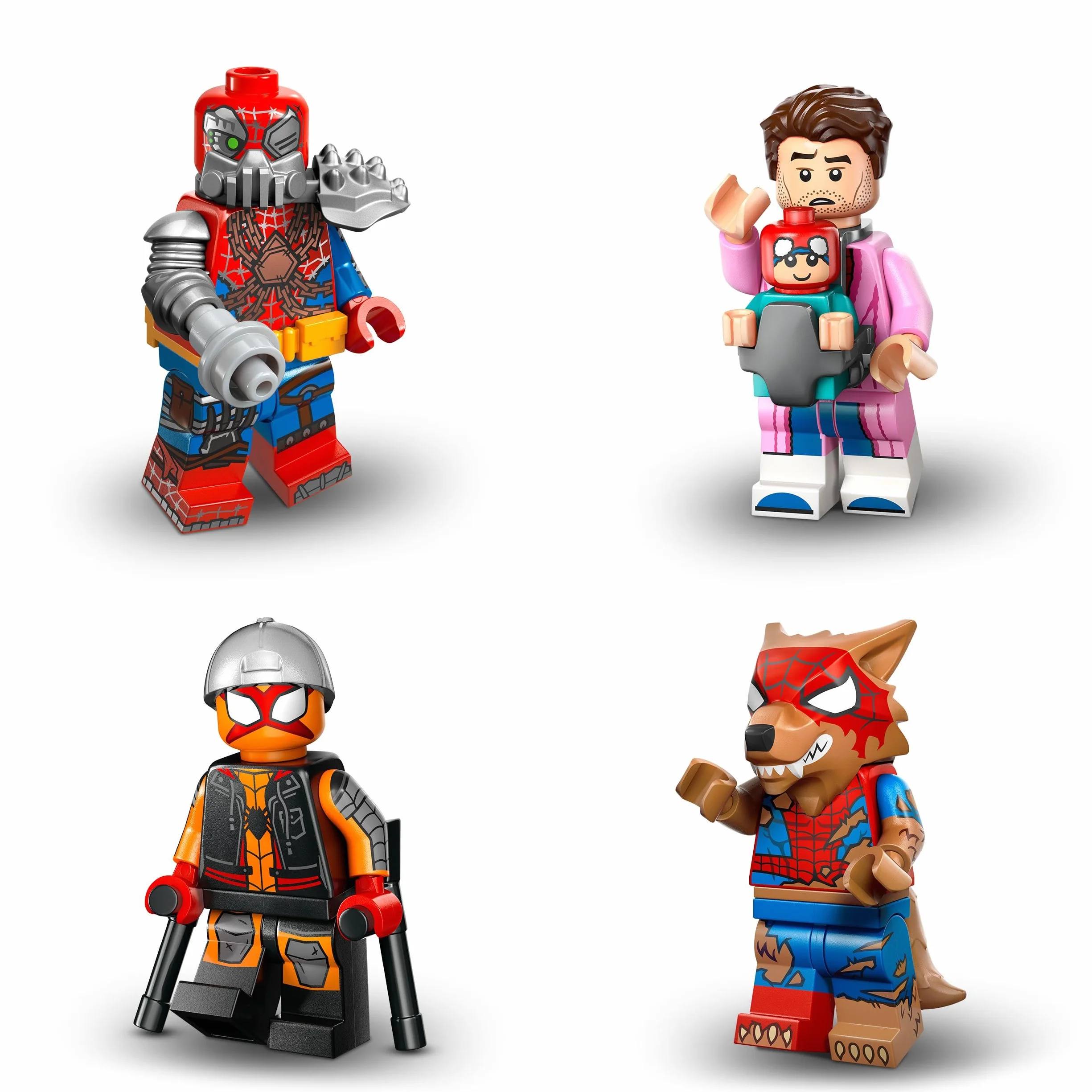 Lego Spiderman minifigurki z serii z 12 figurkami Spidermana: kompletny zestaw minifigurek Lego z serii 71050 Across The Spider-Verse (w zestawie z płytkami z nadrukiem)