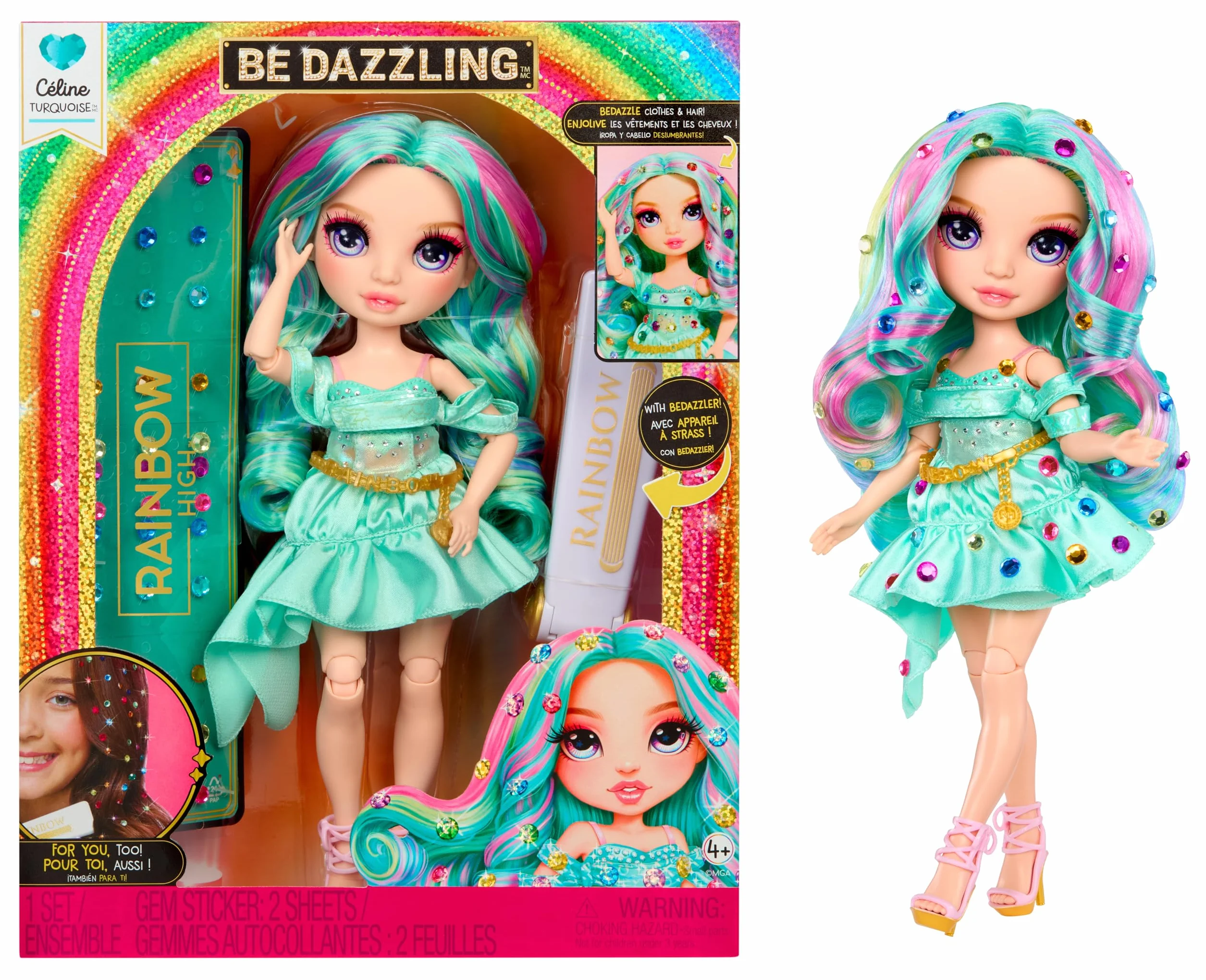 Rainbow High Be Dazzling Celine Turquoise 28 cm Lalka z Narzędziem do Ozdabiania