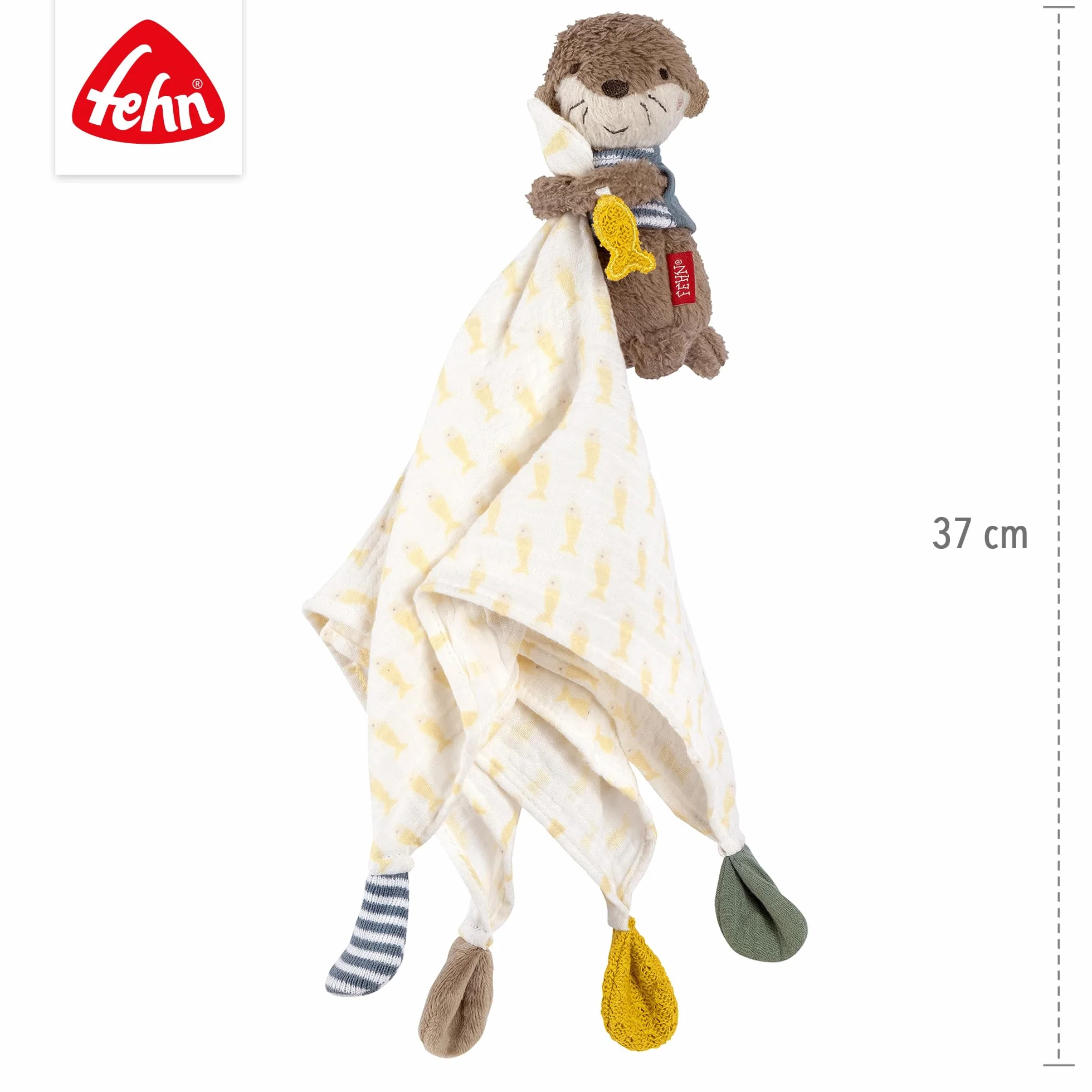 Fehn Musselin-Schmusetuch Otter Einschlafhilfe Stofftier-Schnuffeltuch Baumwolle-Musselintuch Spielfigur Babys Kleinkinder 0+ Monaten
