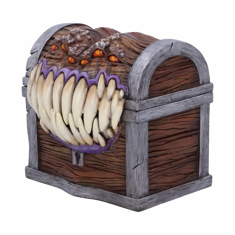 Nemesis Now Dungeons & Dragons Naśladujące pudełko do przechowywania kości, 11,3 cm, żywica, brązowa, oficjalnie licencjonowany towar D&D, pudełko na kości z postaciami, odlewane w najlepszej żywicy,