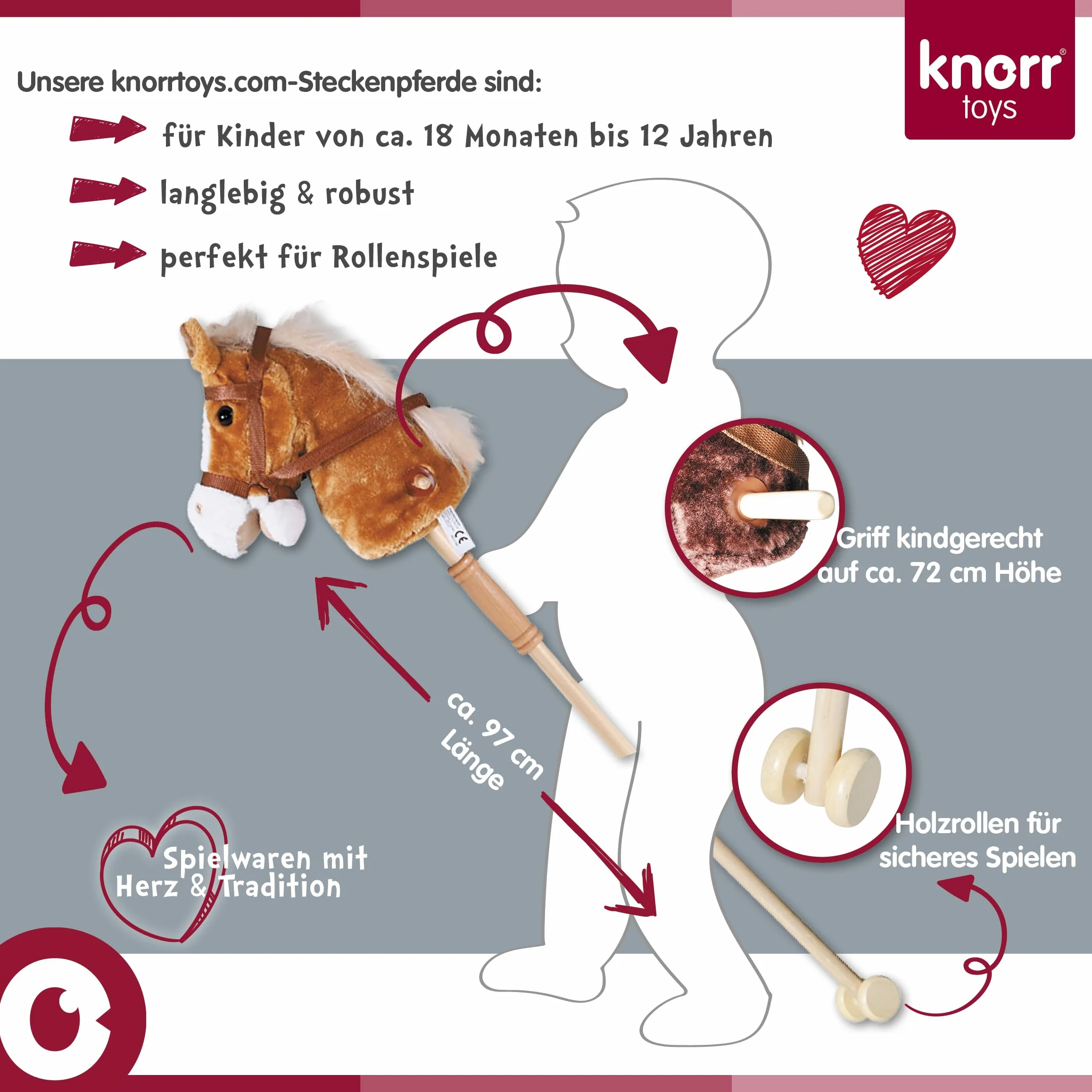 Knorrtoys 40102 - koń na kiju "Blacky", czarny
