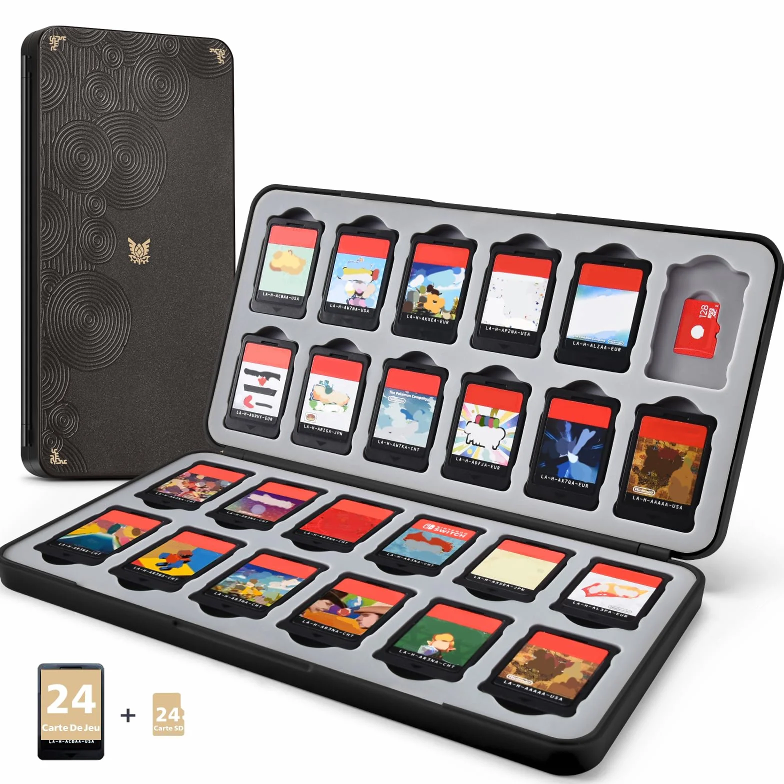 PALPOW Etui kompatybilne z Nintendo Switch 2 na 24 karty do gier i 24 Micro SD, pokrowiec brązowy czarny