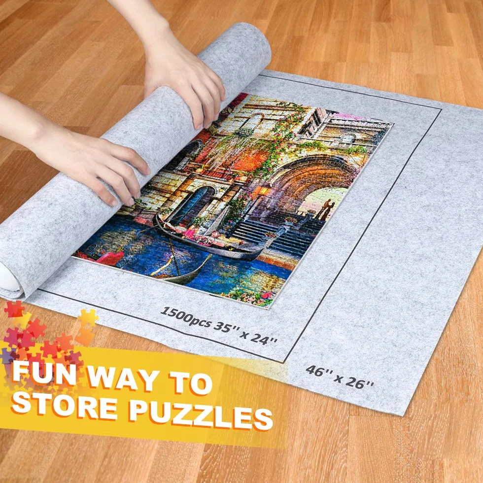 Mata do puzzli 500, 1000, 1500, 2000 elementów, przenośna podkładka do puzzli, podkładka do puzzli, mata do puzzli, szara