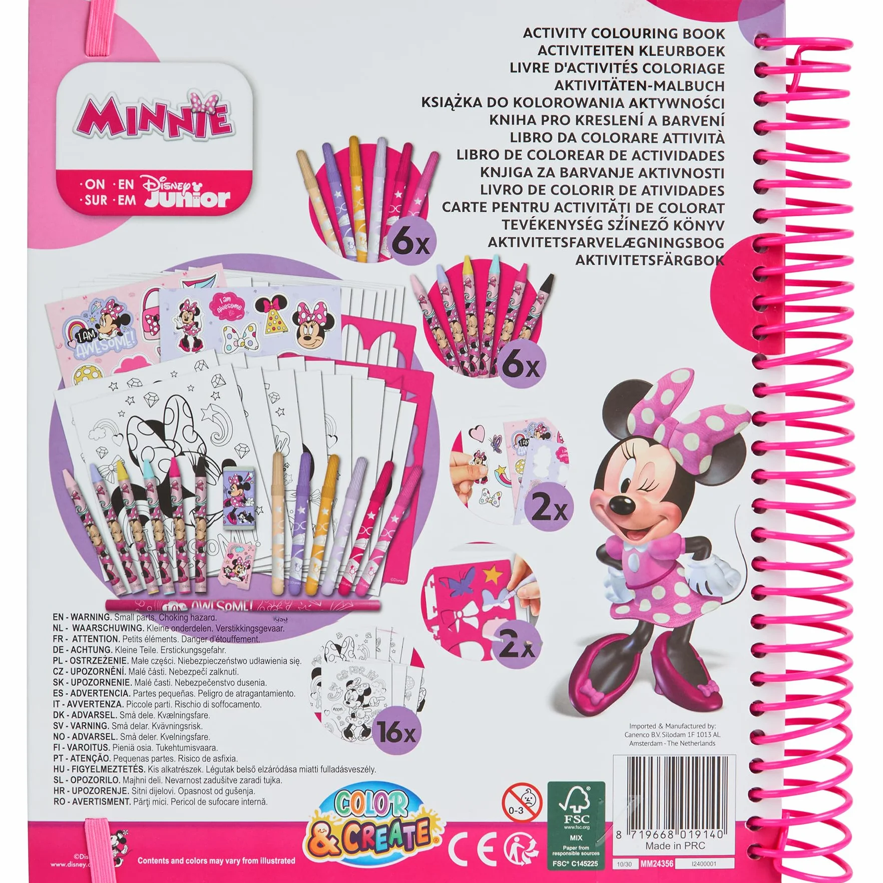 Disney Minnie Mouse – Zestaw Kreatywny z Naklejkami, Szablonami i Kolorowankami – Zestaw Do Rysowania i Kolorowania Dla Dzieci od 3 Lat – Idealny w Podróży i w Domu (MM24356)