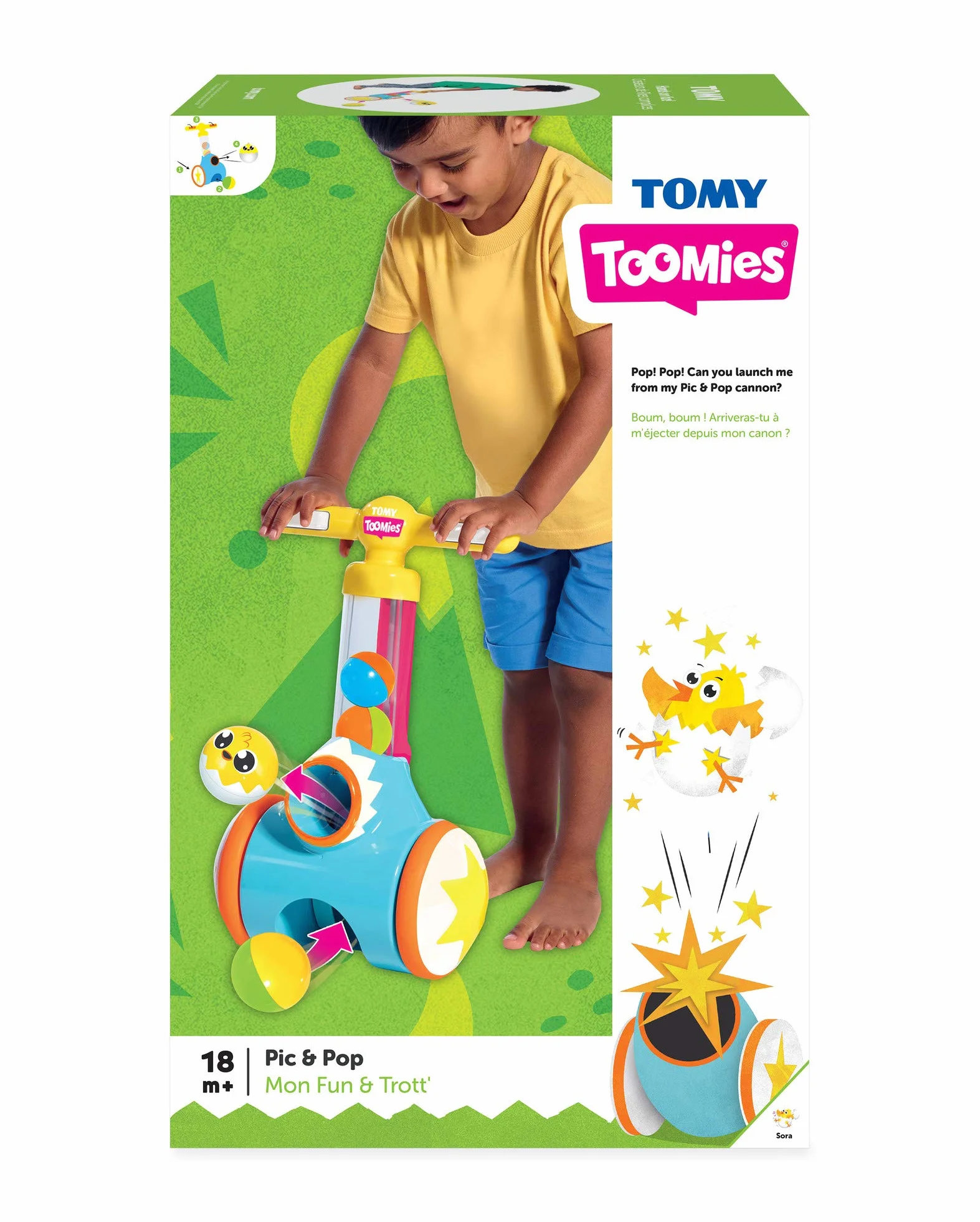 TOMY Toomies Pic and Pop Push Along Baby Toy, Toddler Ball Popper With Ball Launcher And Collector, Suitable For 18 Months, 2 and 3 Year Old Boys and Girls